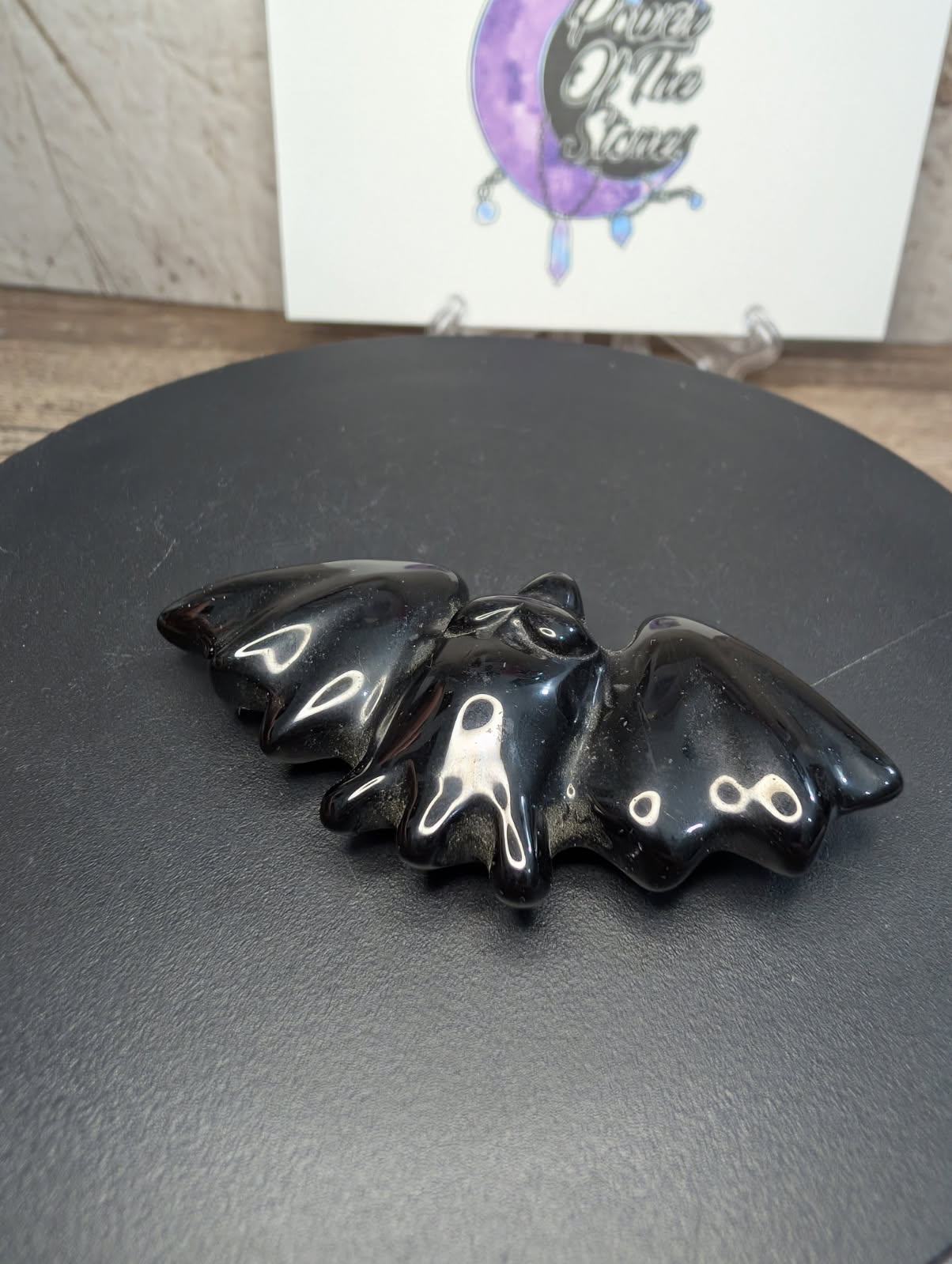 Black Obsidian small Bat carving