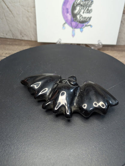 Black Obsidian small Bat carving