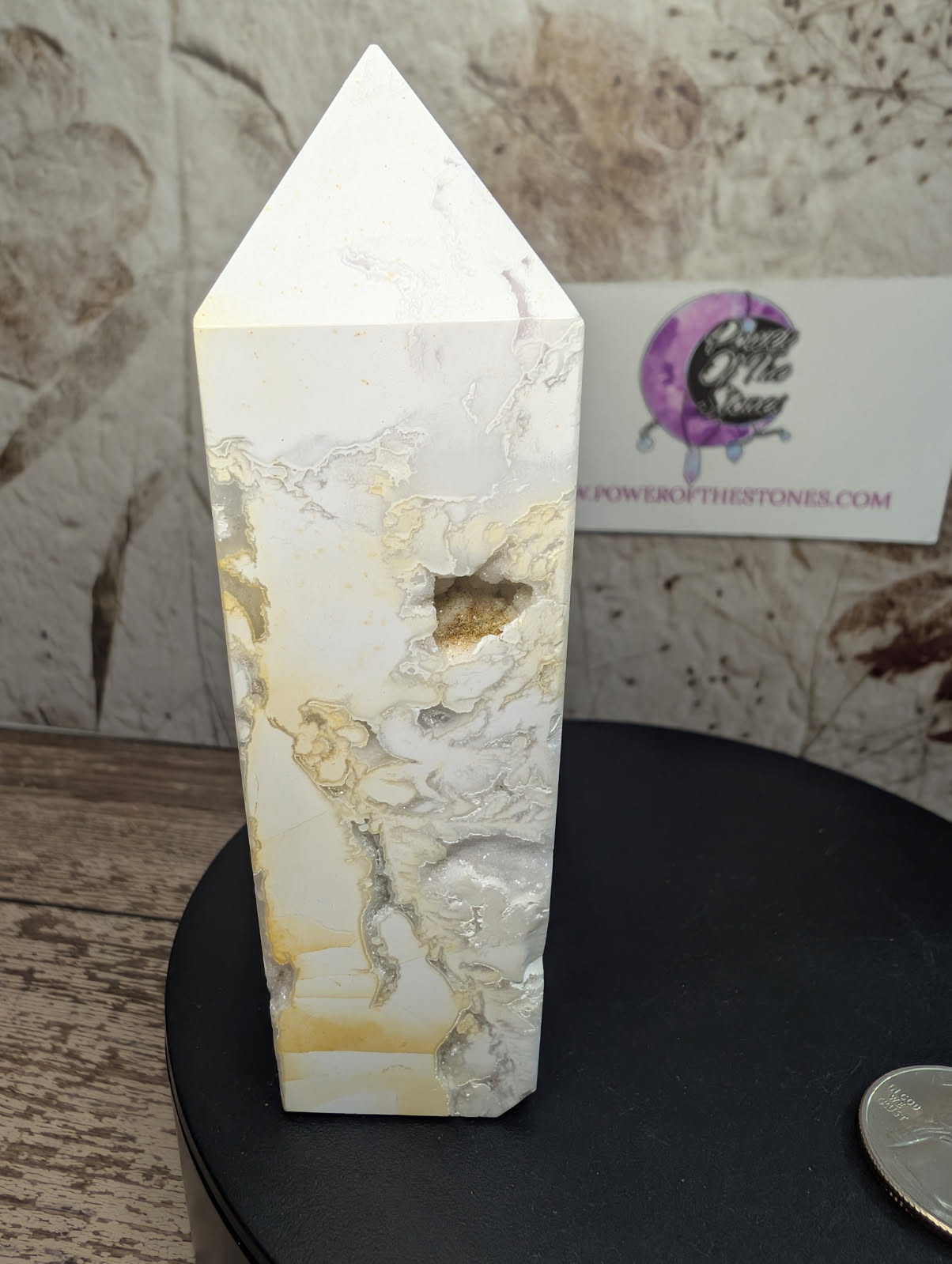 Snow Quartz druzy Obelisk