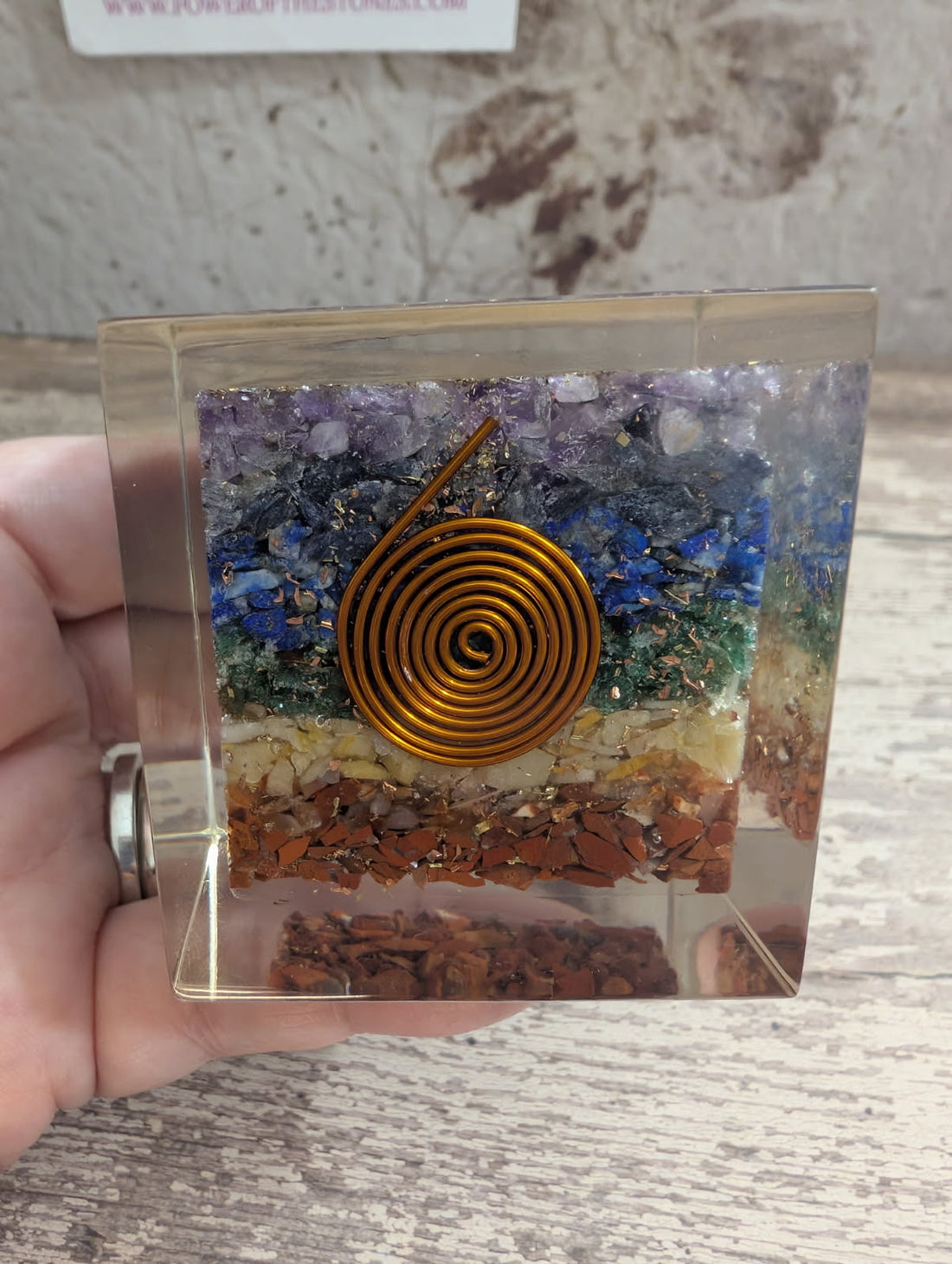 Chakra chip Orgonite cube