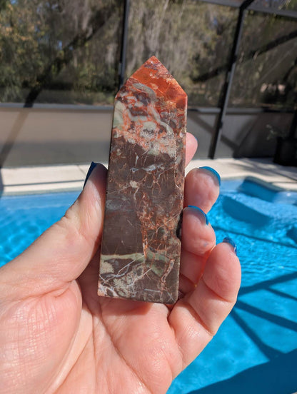 Indonesia Bloodstone, Money Agate Obelisk Tower