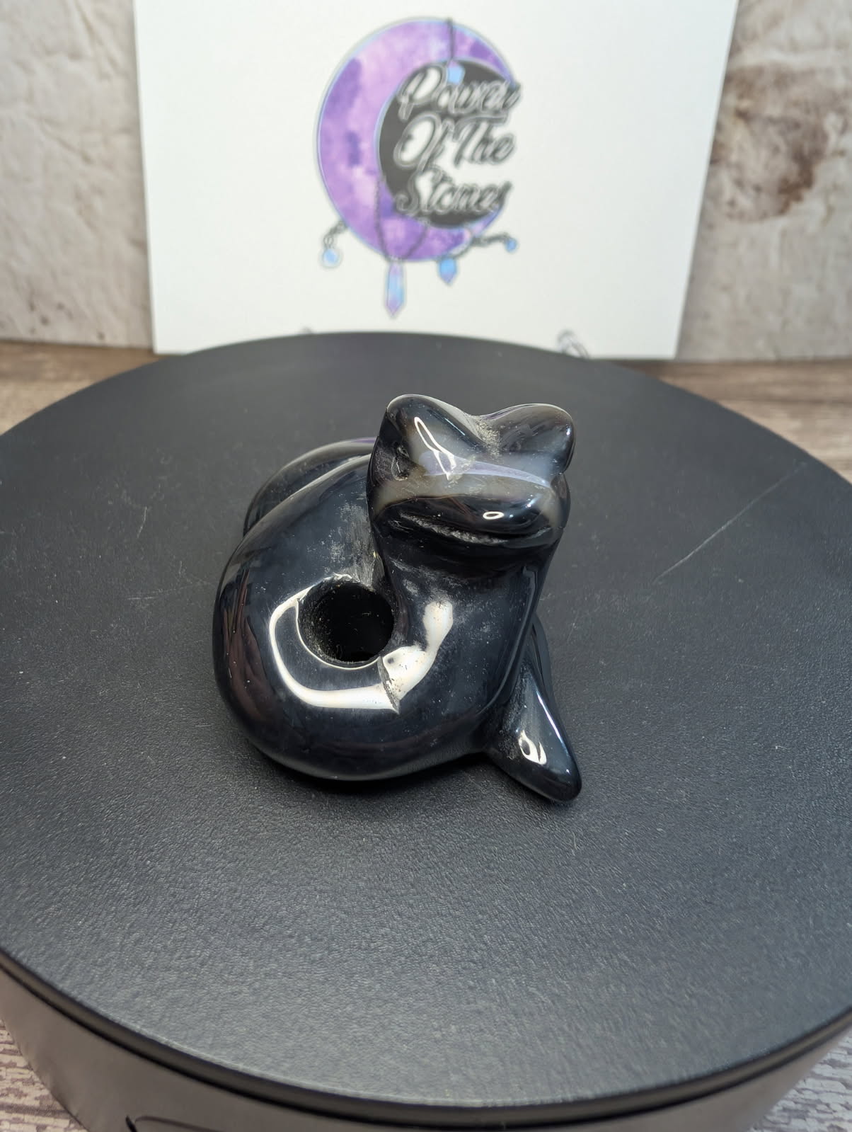 Black Agate carved snake