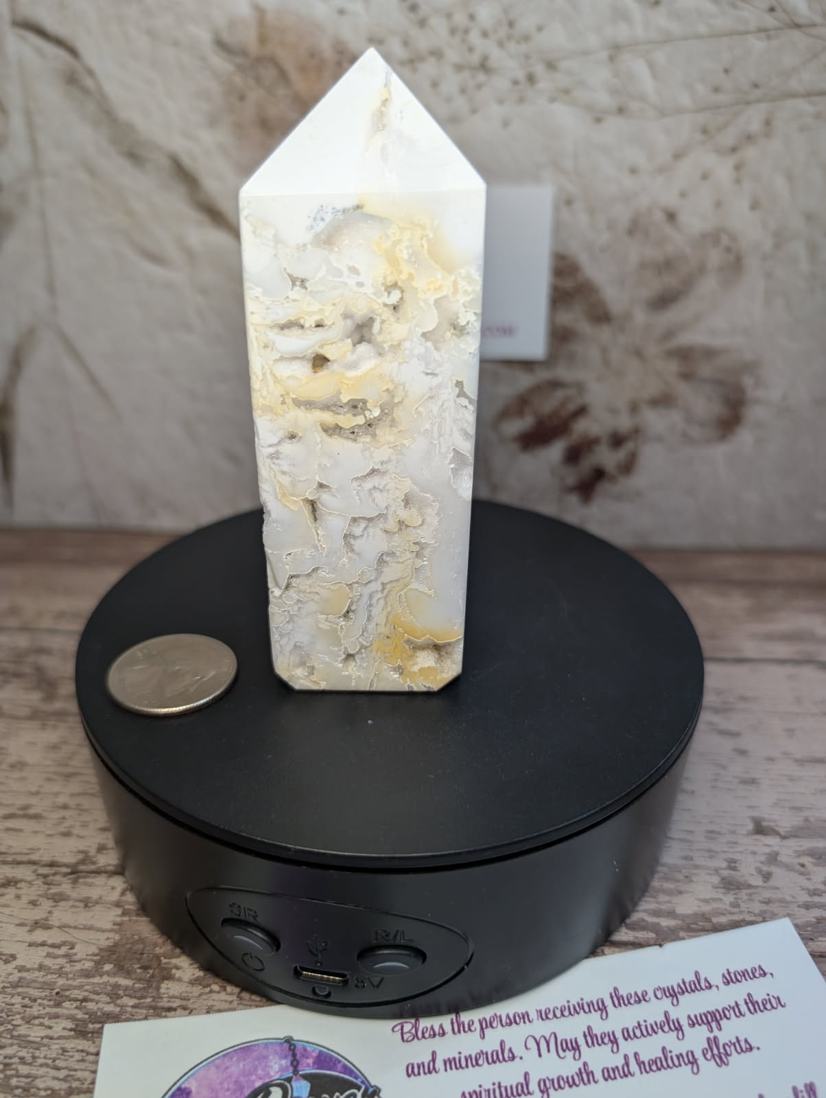 Snow Quartz druzy Obelisk