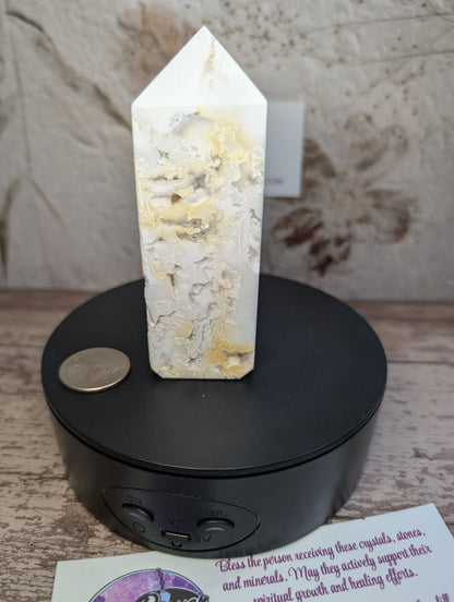 Snow Quartz druzy Obelisk