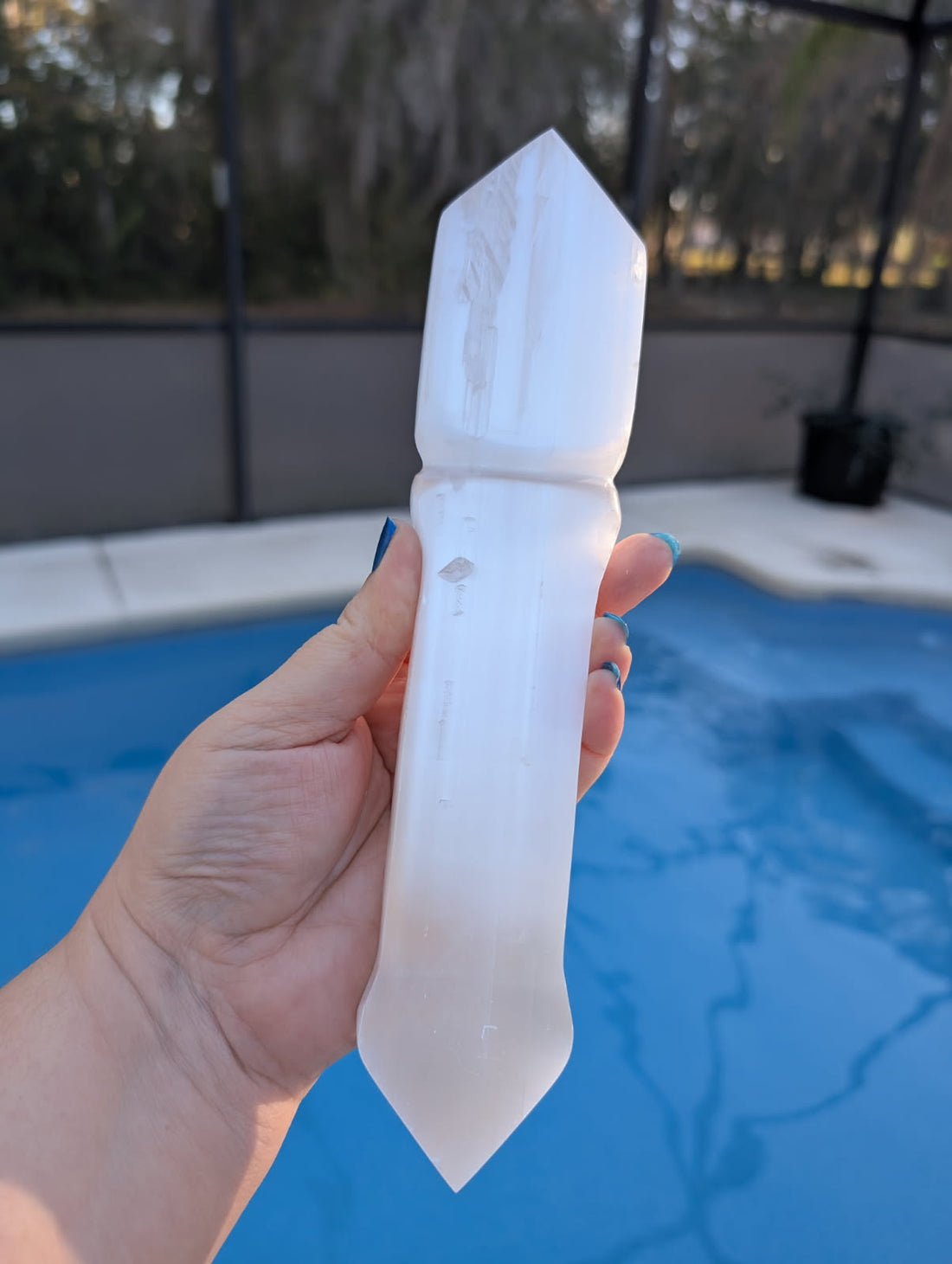 Satin Spar etched chakra dagger