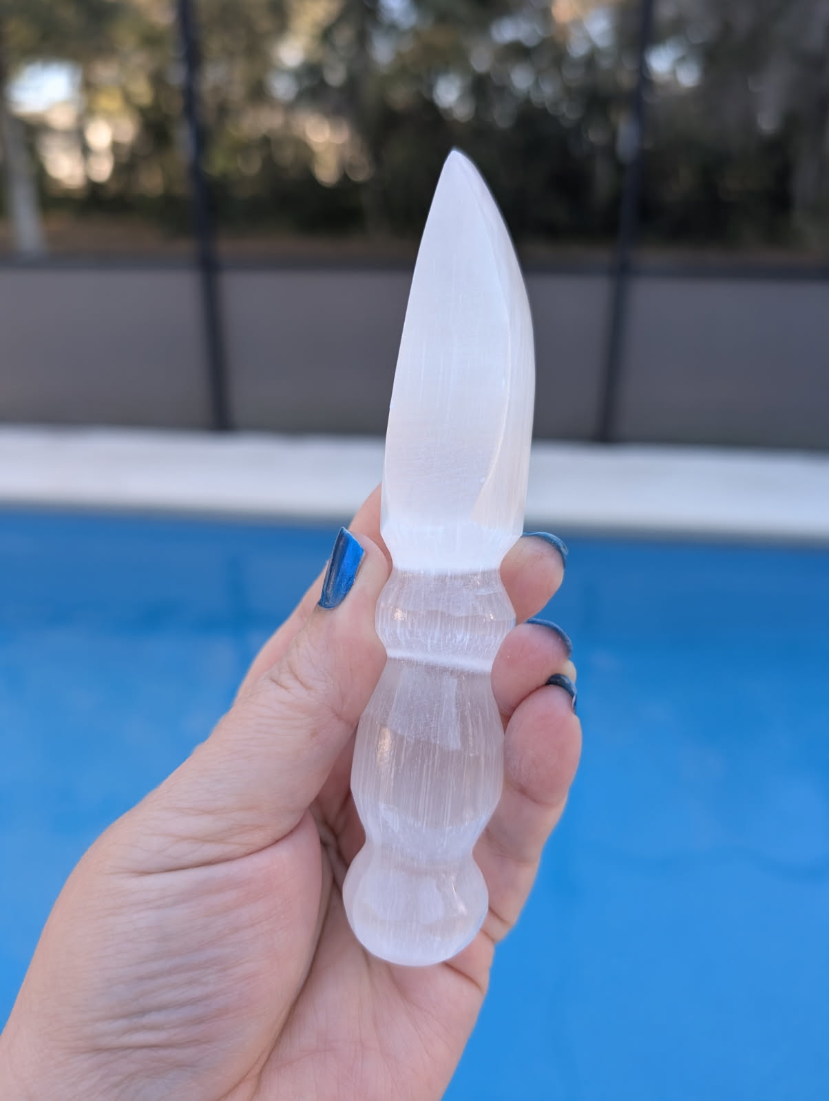 Satin Spar carved dagger