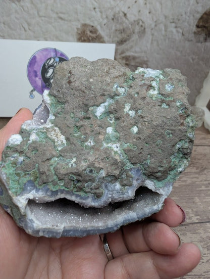 Raw Amethyst druzy on Agate Specimen