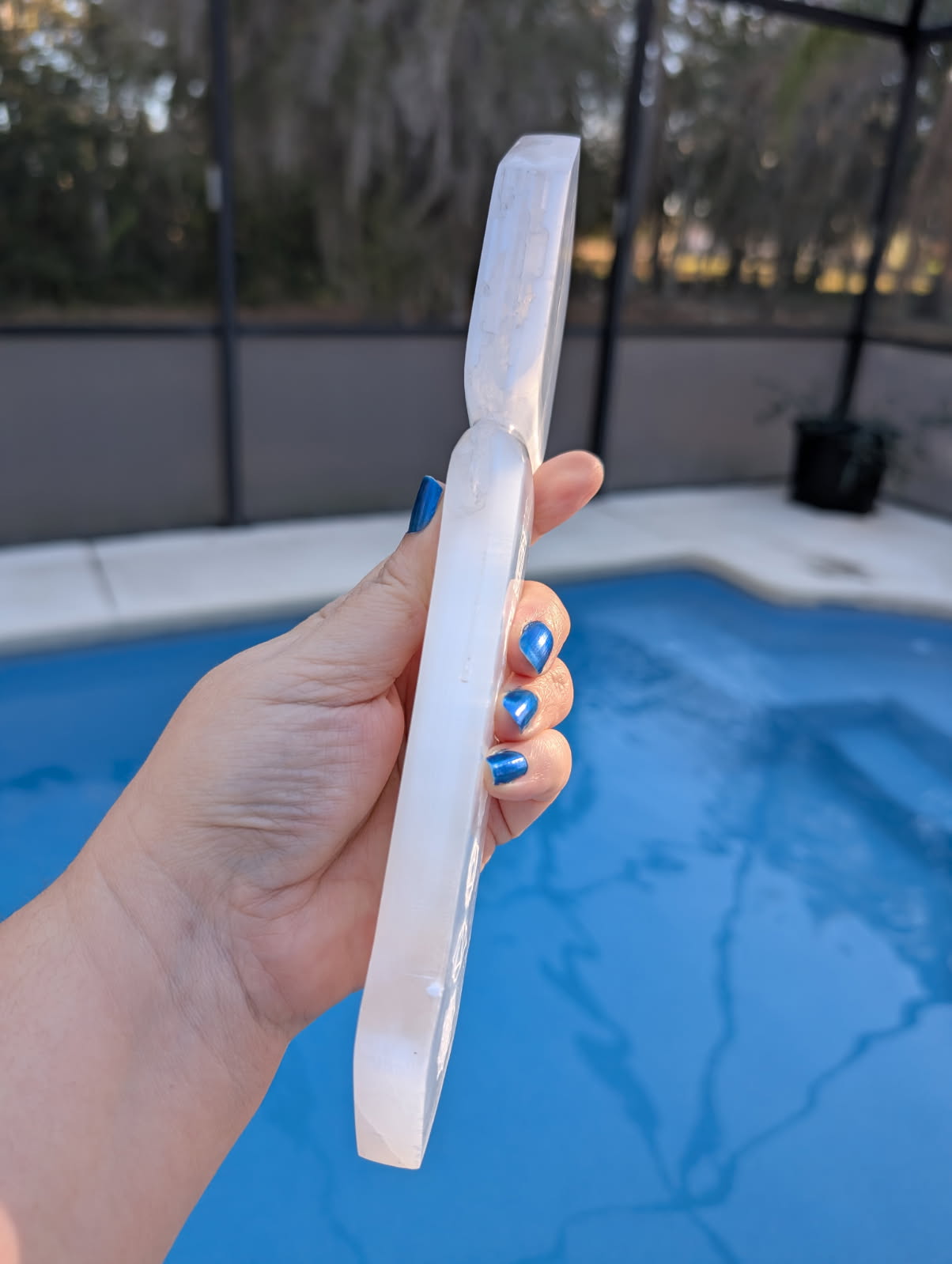 Satin Spar etched chakra dagger