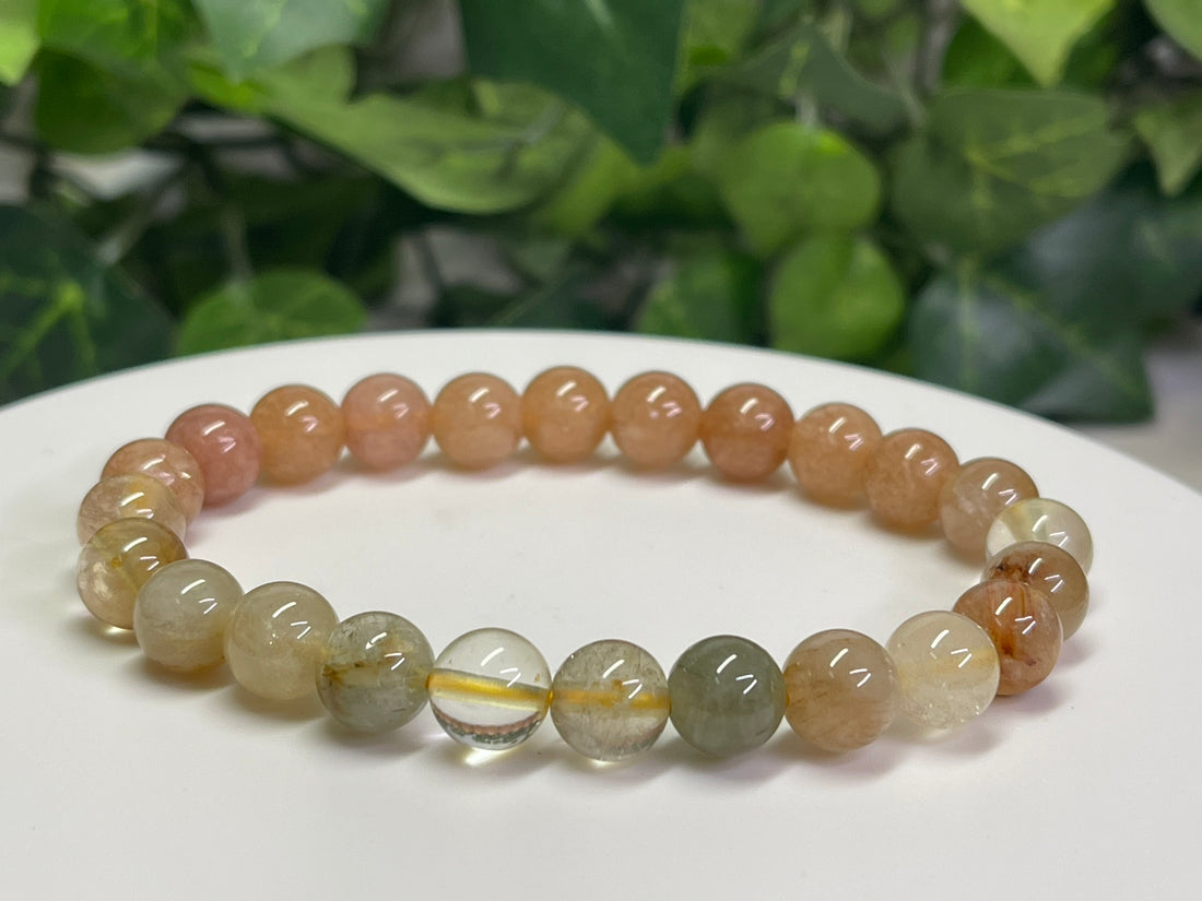 Sunstone, Garden Quartz with Golden Healer 8mm Bracelet