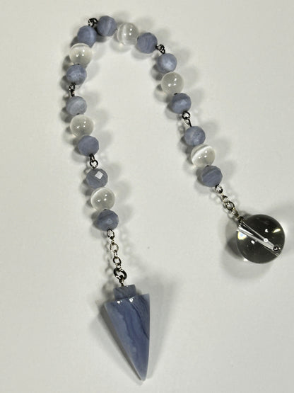 Medium Blue Lace Agate Pendulum w/ Selenite