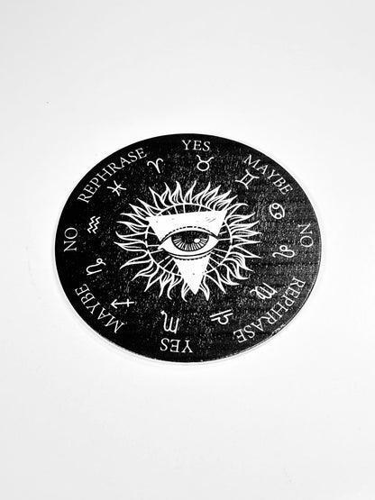 Small Pyramid Evil Eye Pendulum Board, Double Sided. 4"