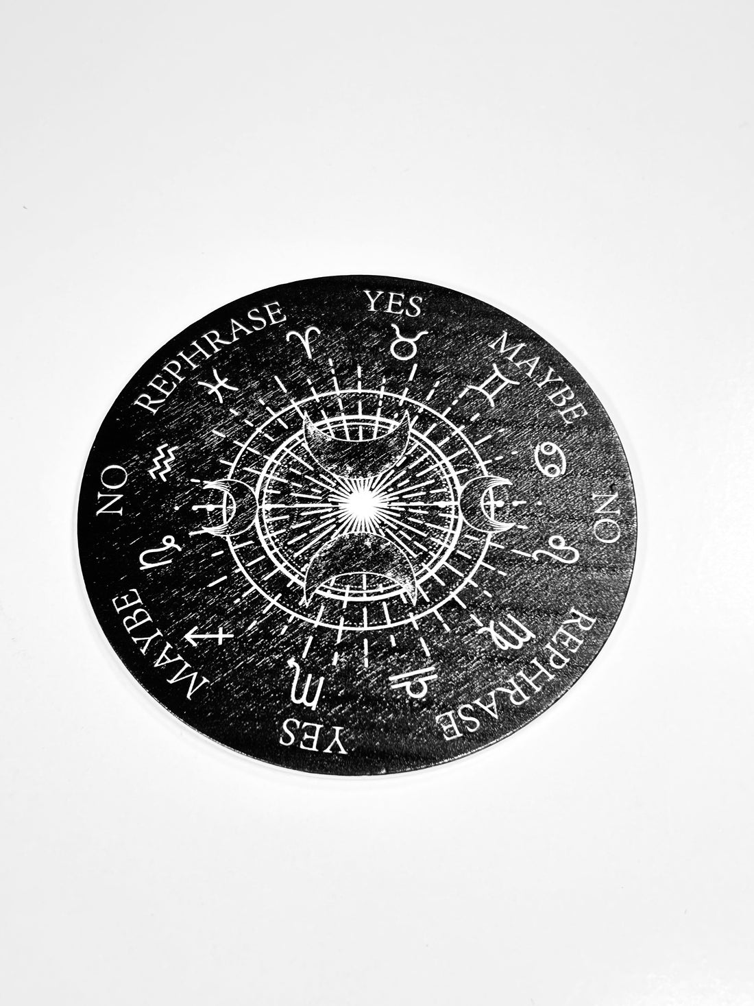 Small Moon &amp; Zodiac Pendulum Board, Double Sided. 4"