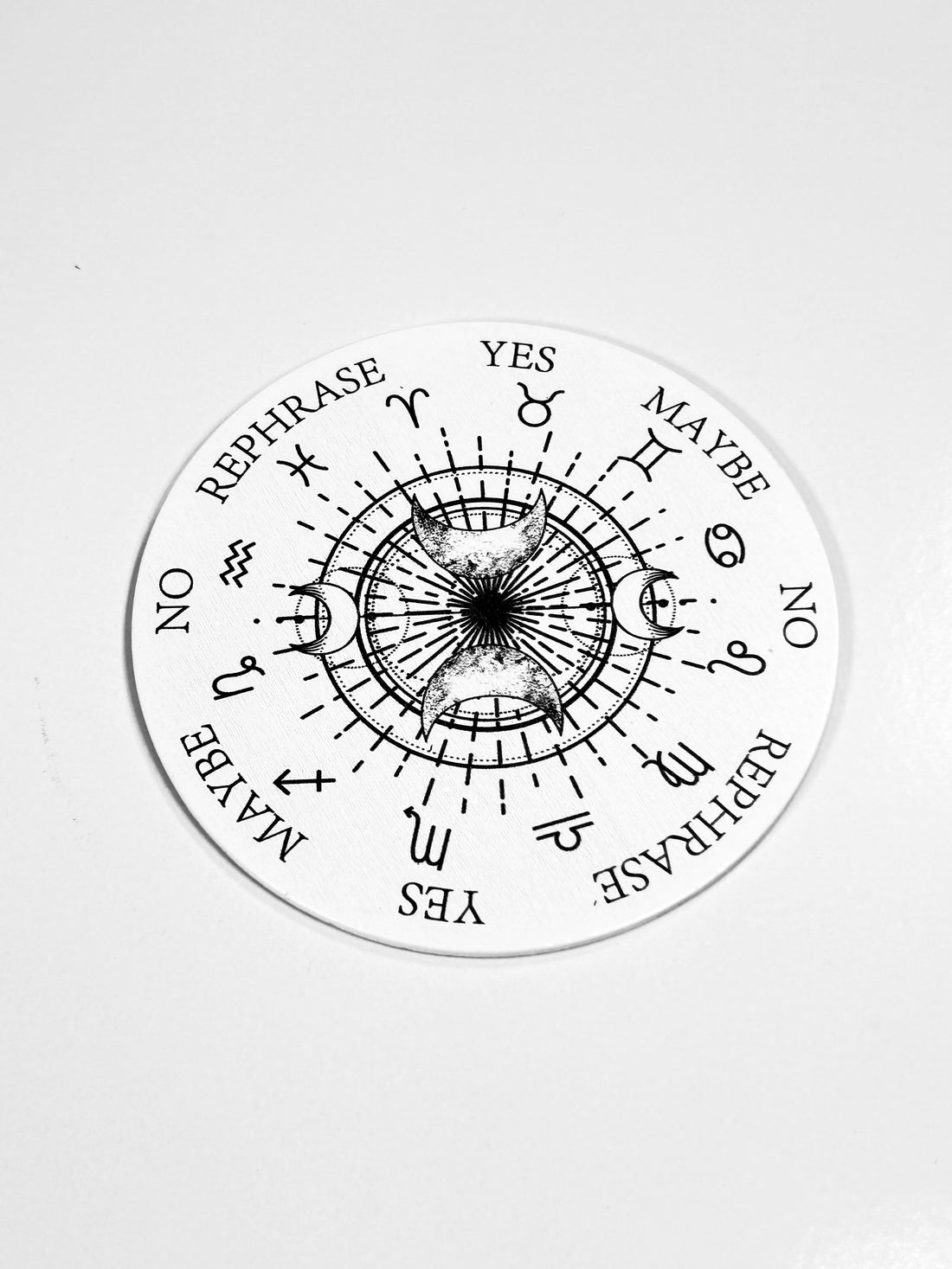 Small Moon &amp; Zodiac Pendulum Board, Double Sided. 4"
