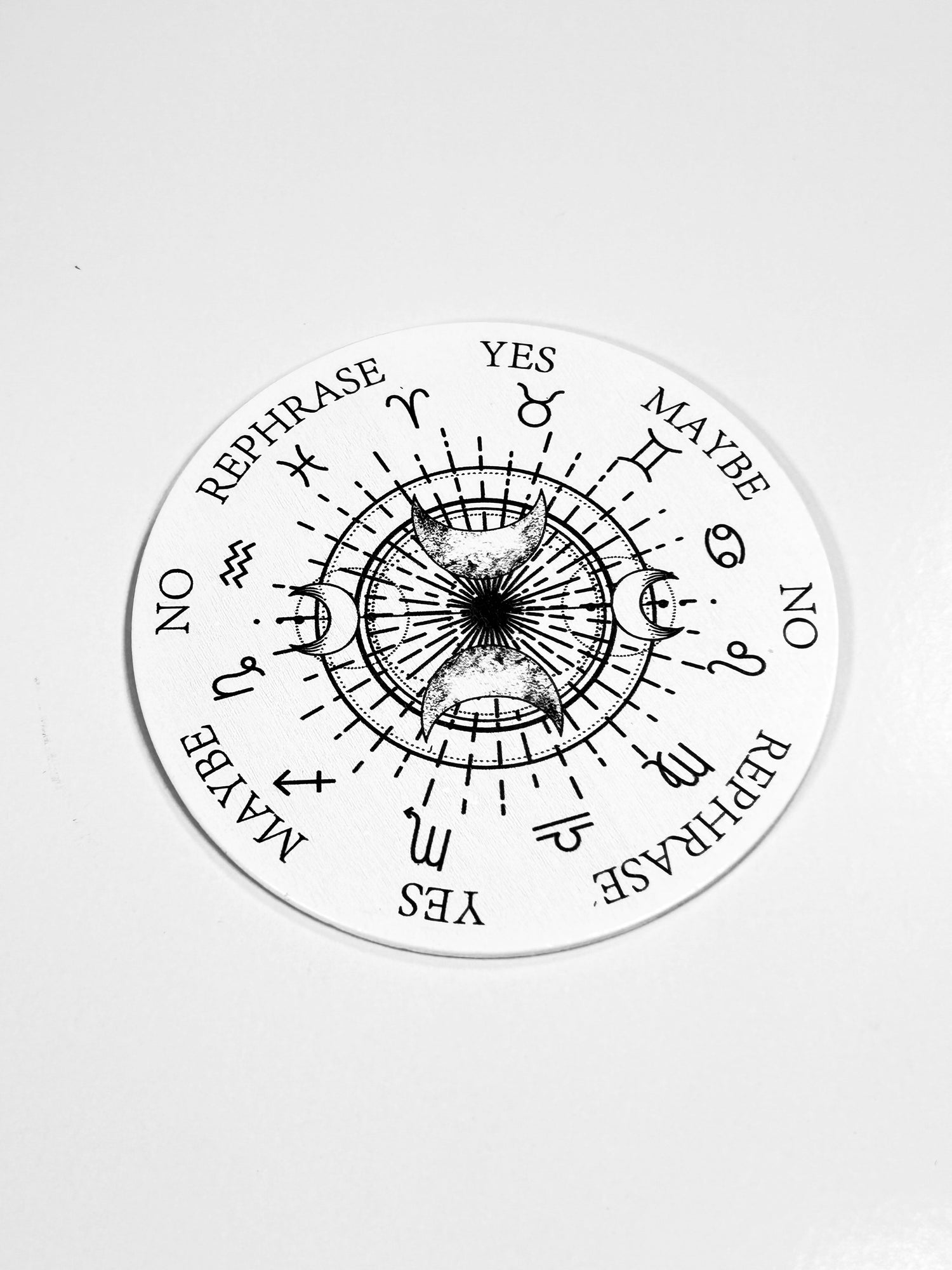 Small Moon &amp; Zodiac Pendulum Board, Double Sided. 4"