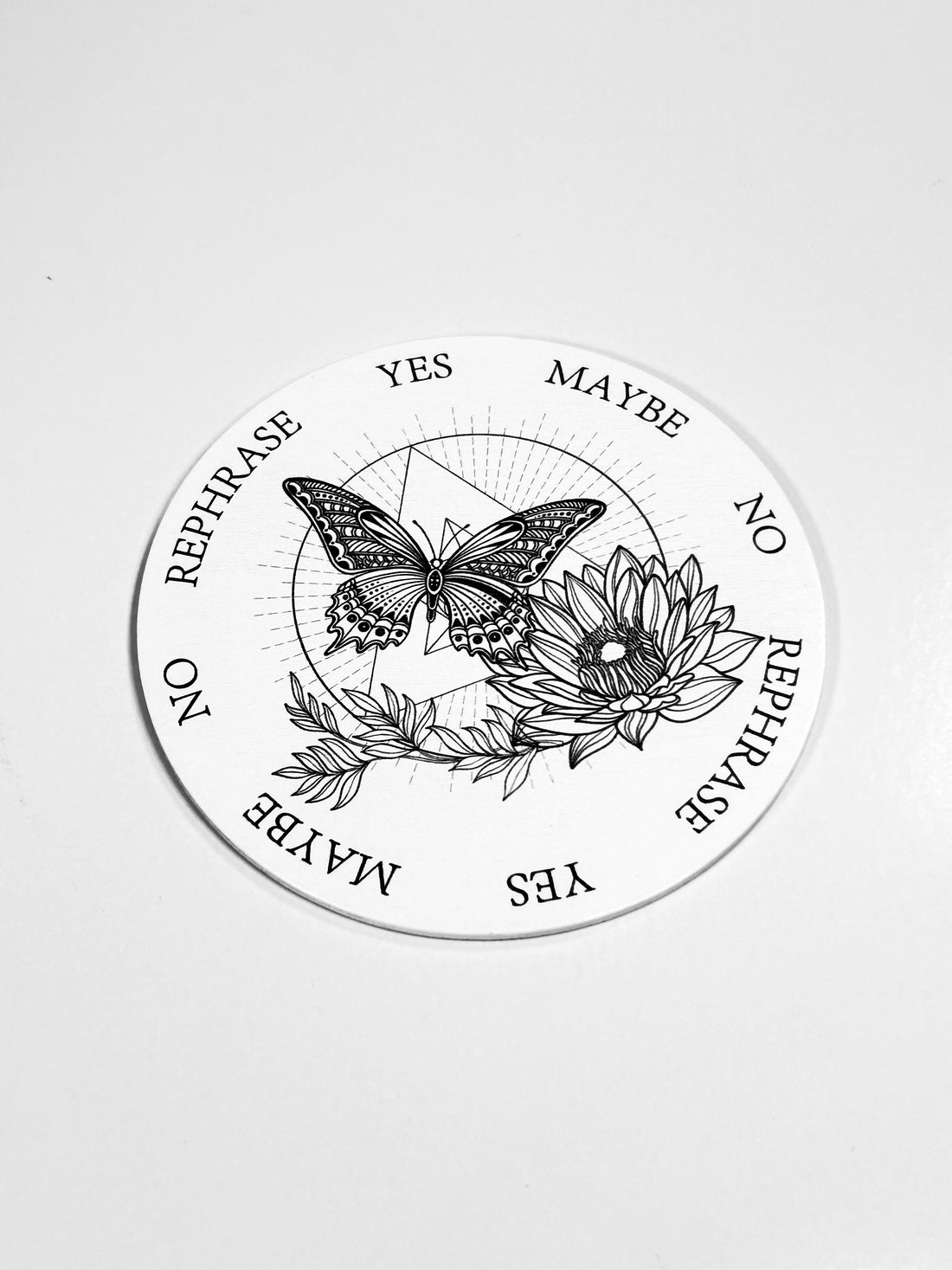 Small Lotus &amp; Butterfly Pendulum Board, Double Sided. 4"