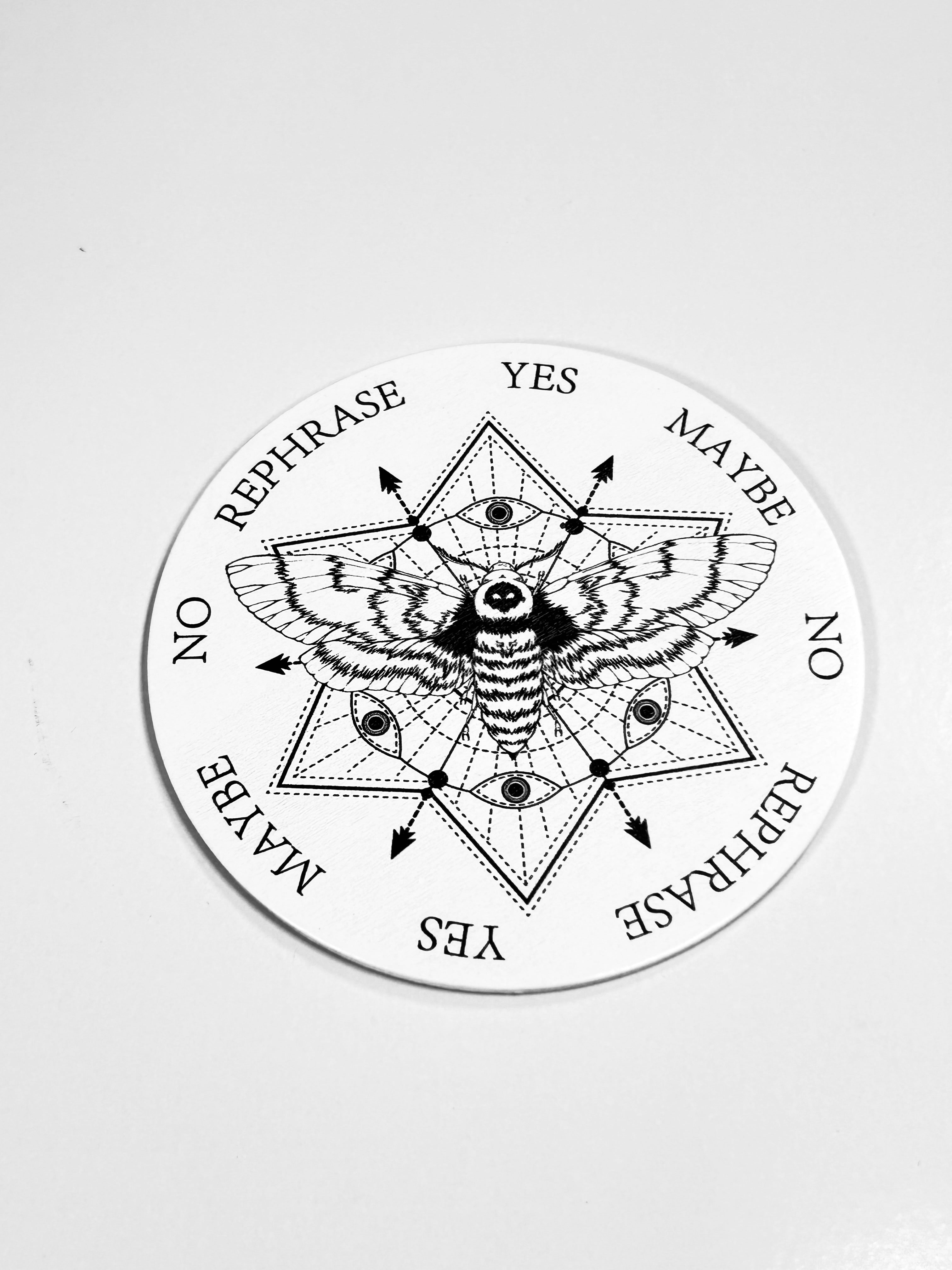 Small Death Head Moth Pendulum Board, Double Sided. 4"