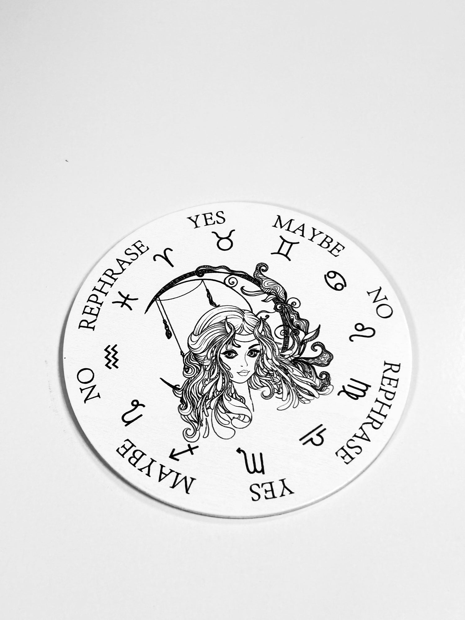 Small Moon Goddess Pendulum Board, Double Sided. 4"