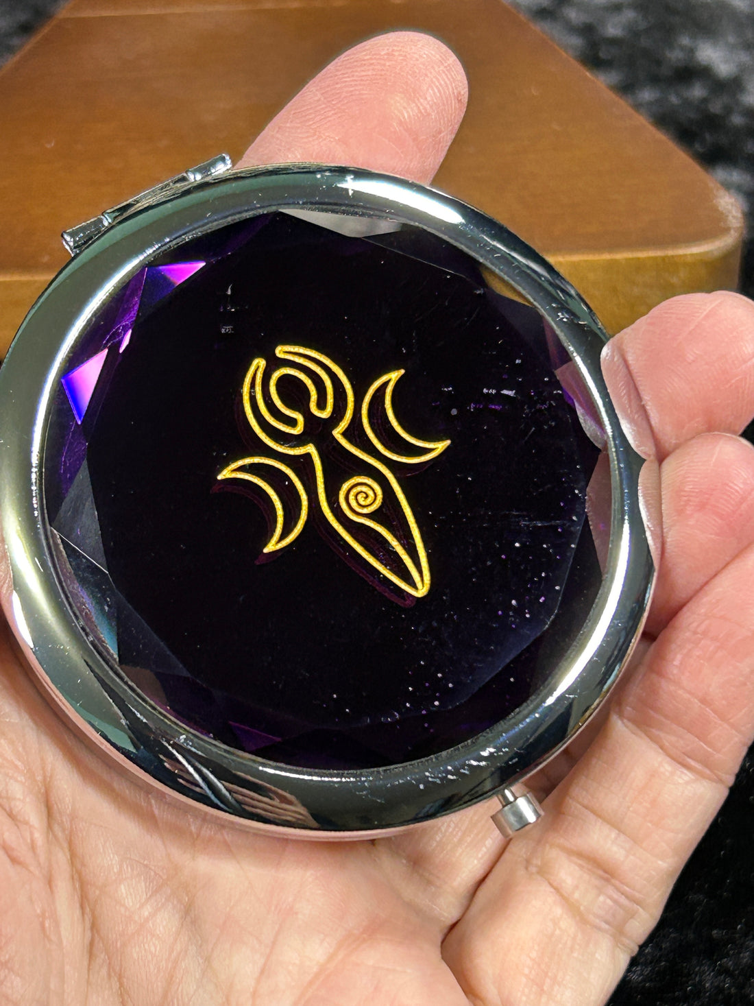 Divine Goddess Jewel Tone Compact Mirror, Purple