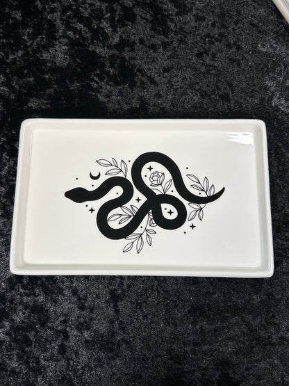 Snake Design Ceramic Alter, Herb, Burning or Trinket Small Tray