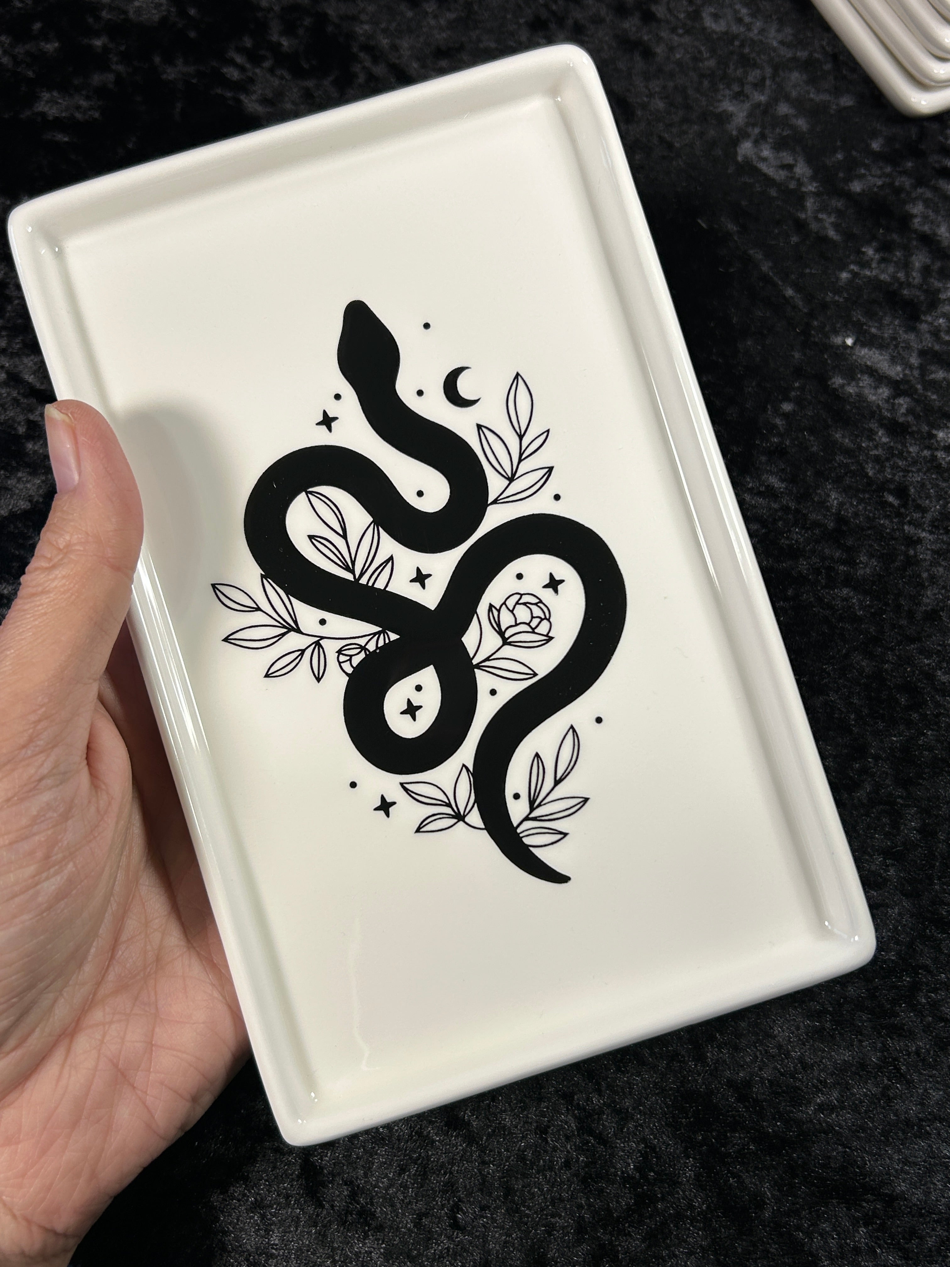 Snake Design Ceramic Alter, Herb, Burning or Trinket Small Tray