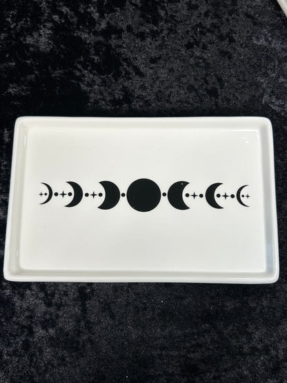 Moon Phase Ceramic Altar, Herb, Burning, Trinket small Tray
