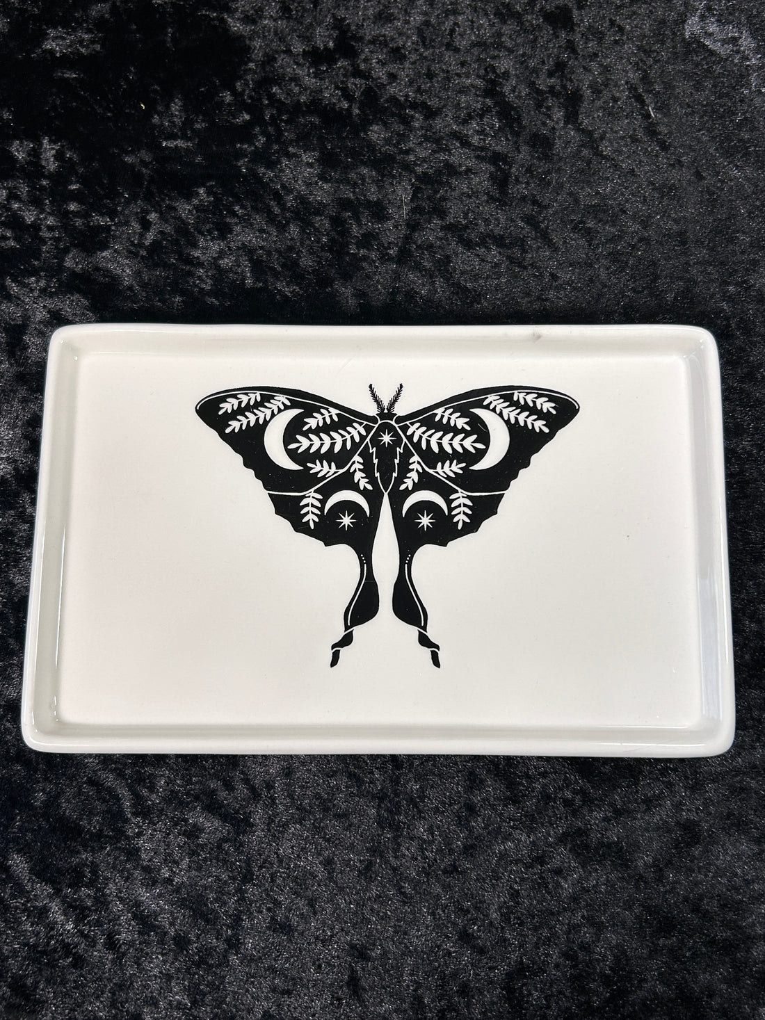 Moth Design Ceramic Altar, Herb, Burning, Trinket small Tray