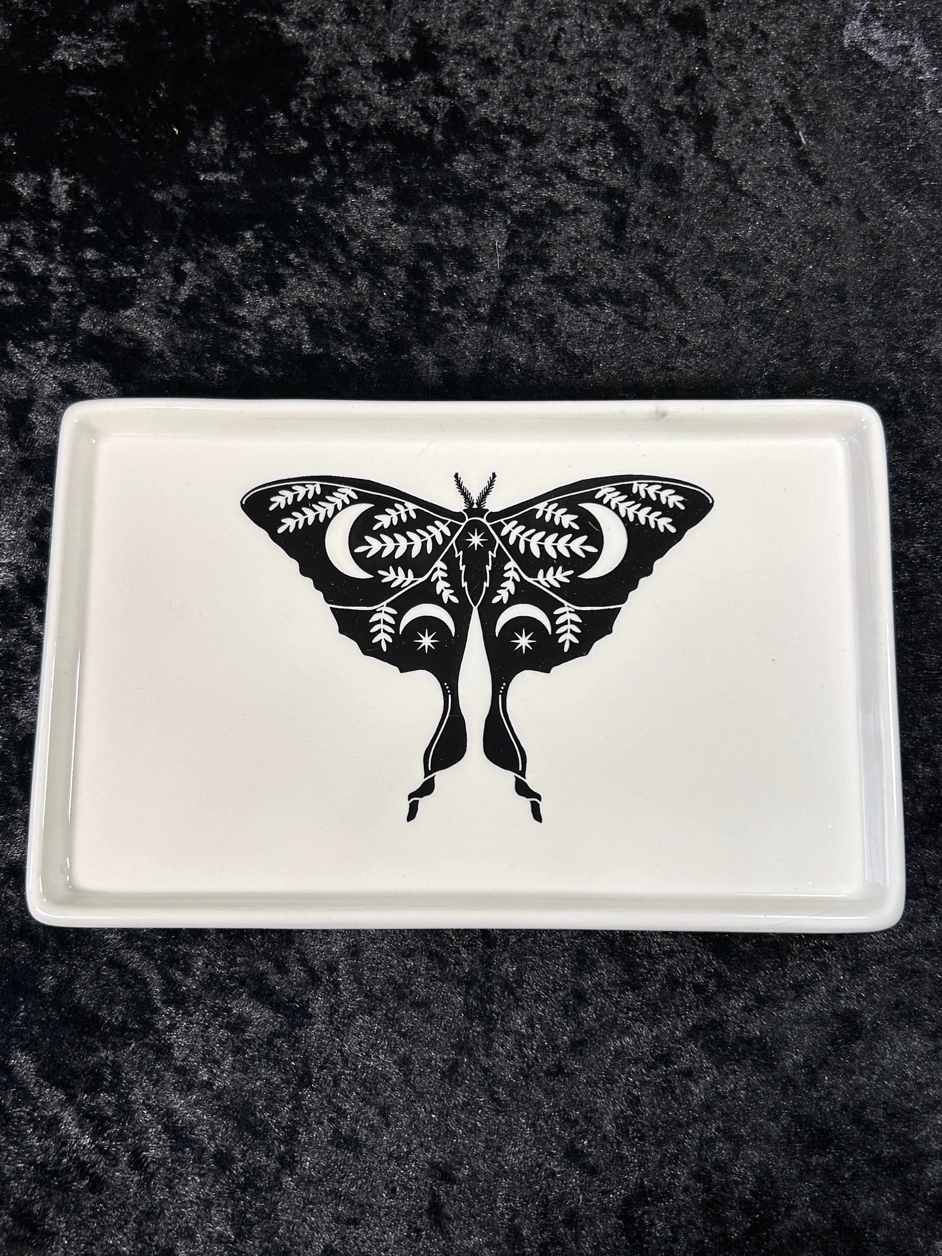 Moth Design Ceramic Altar, Herb, Burning, Trinket small Tray