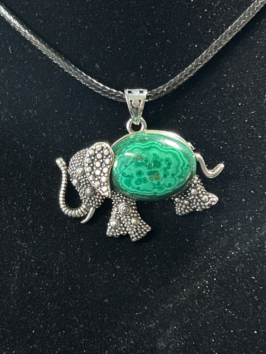 Beautiful Genuine Malachite Elephant Pendant