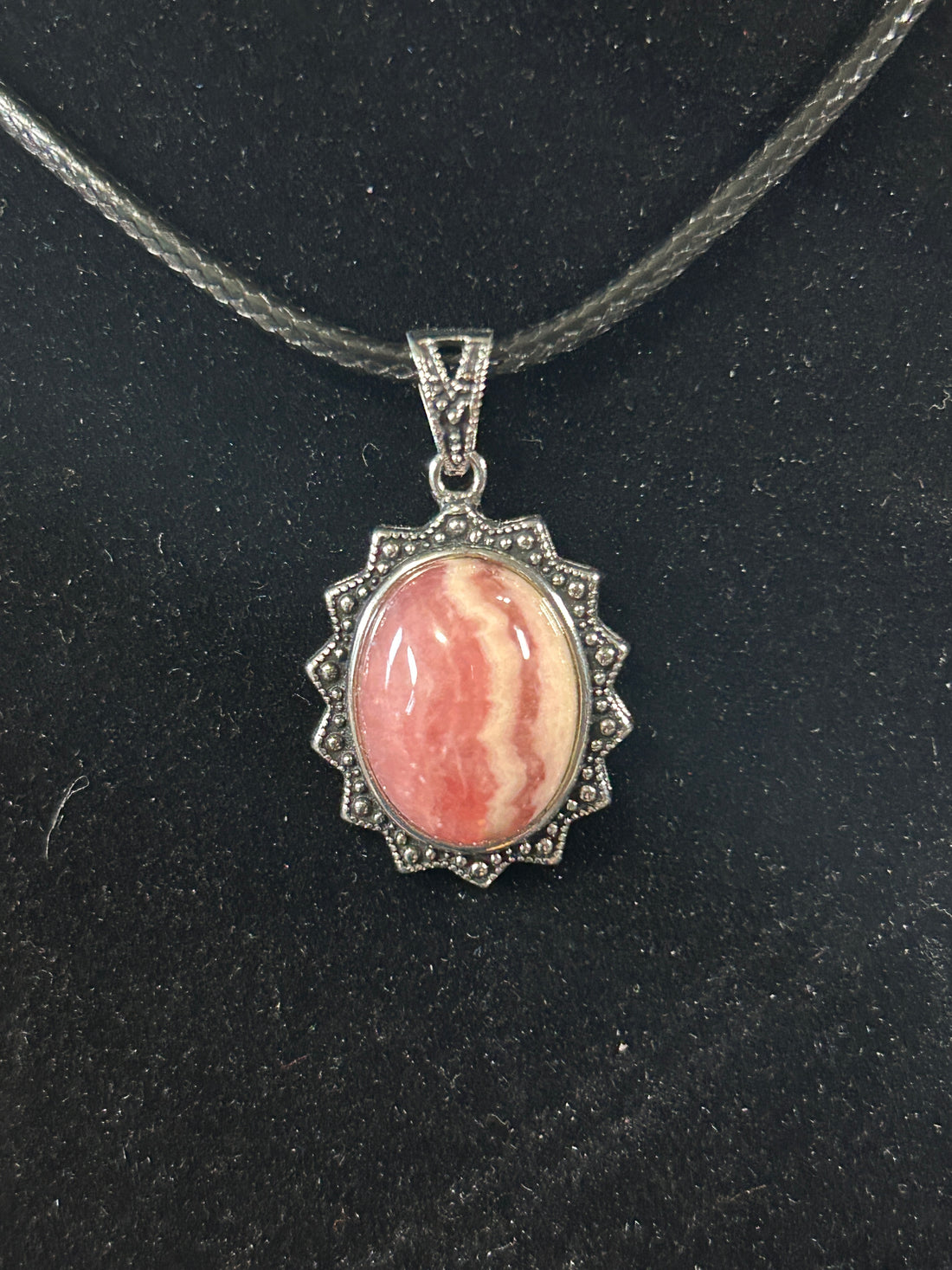 Gorgeous Oval HQ Rhodochrosite Pendant