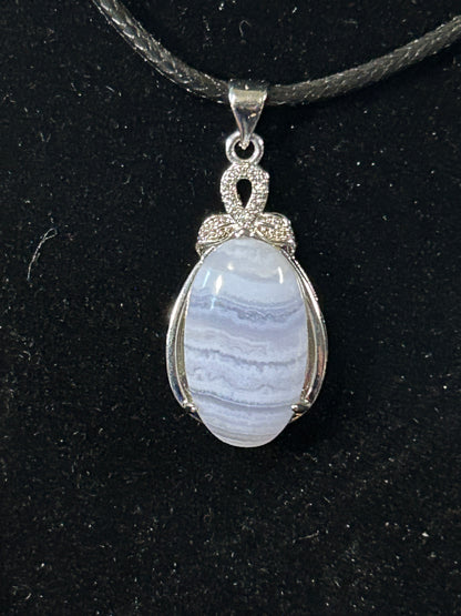 Beautiful Oval Blue Lace Agate Pendant