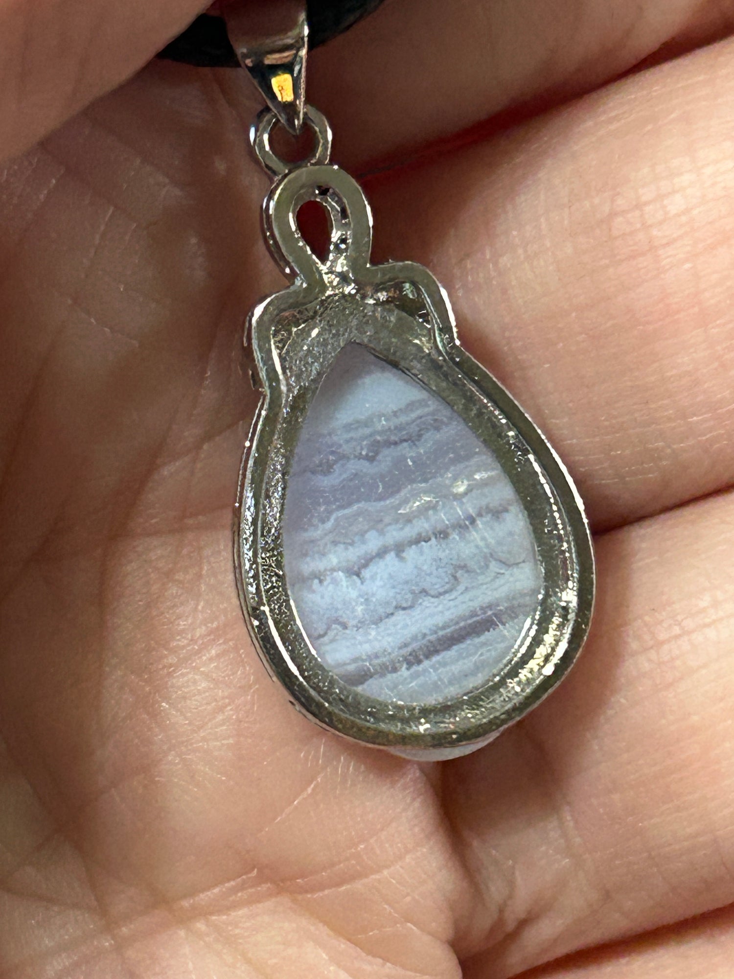 Beautiful Oval Blue Lace Agate Pendant