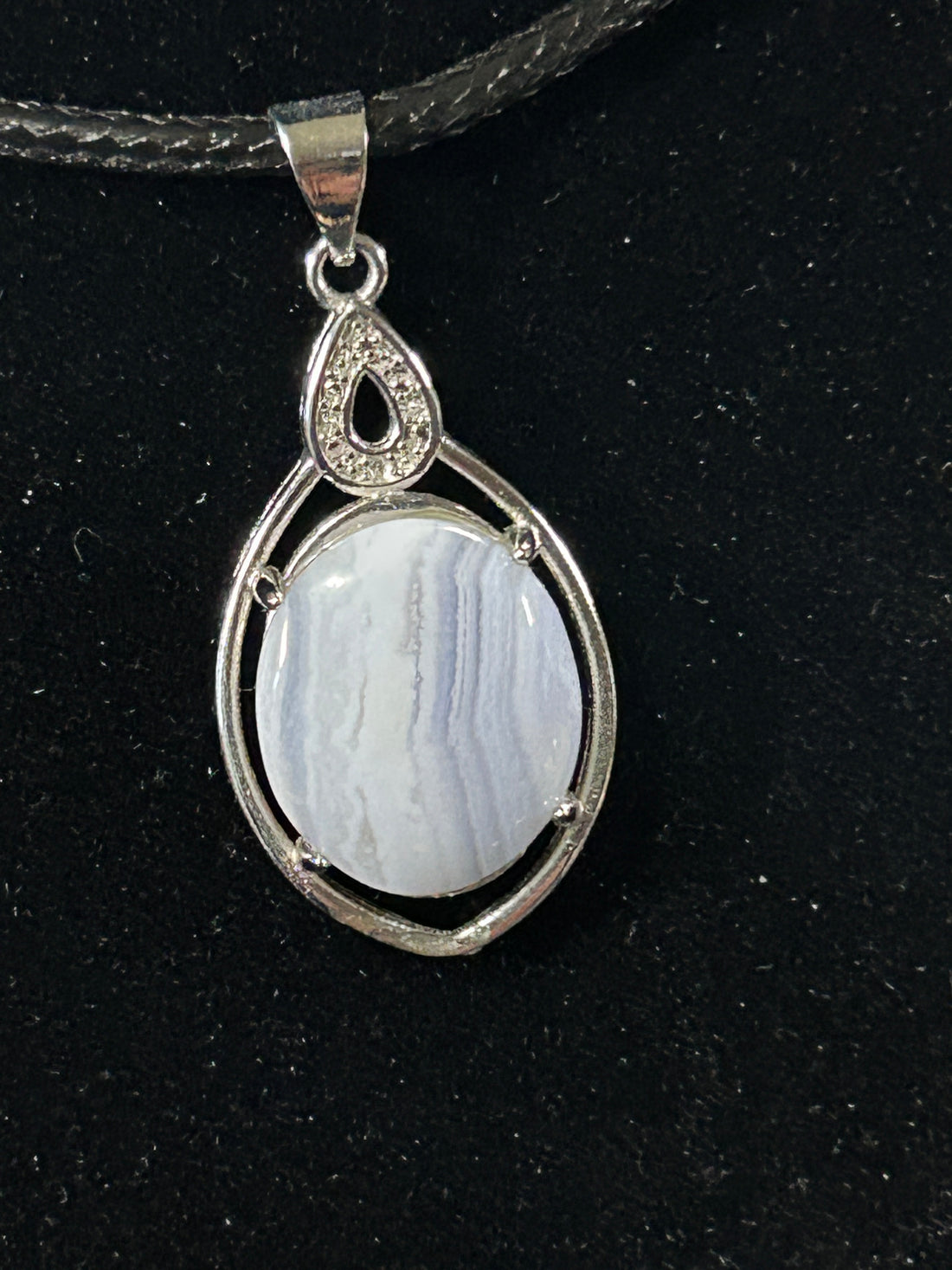 Beautiful Oval Blue Lace Agate Pendant