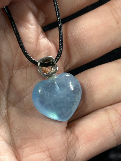 Gorgeous Aquamarine Heart Pendant with a Faceted Citrine Accent