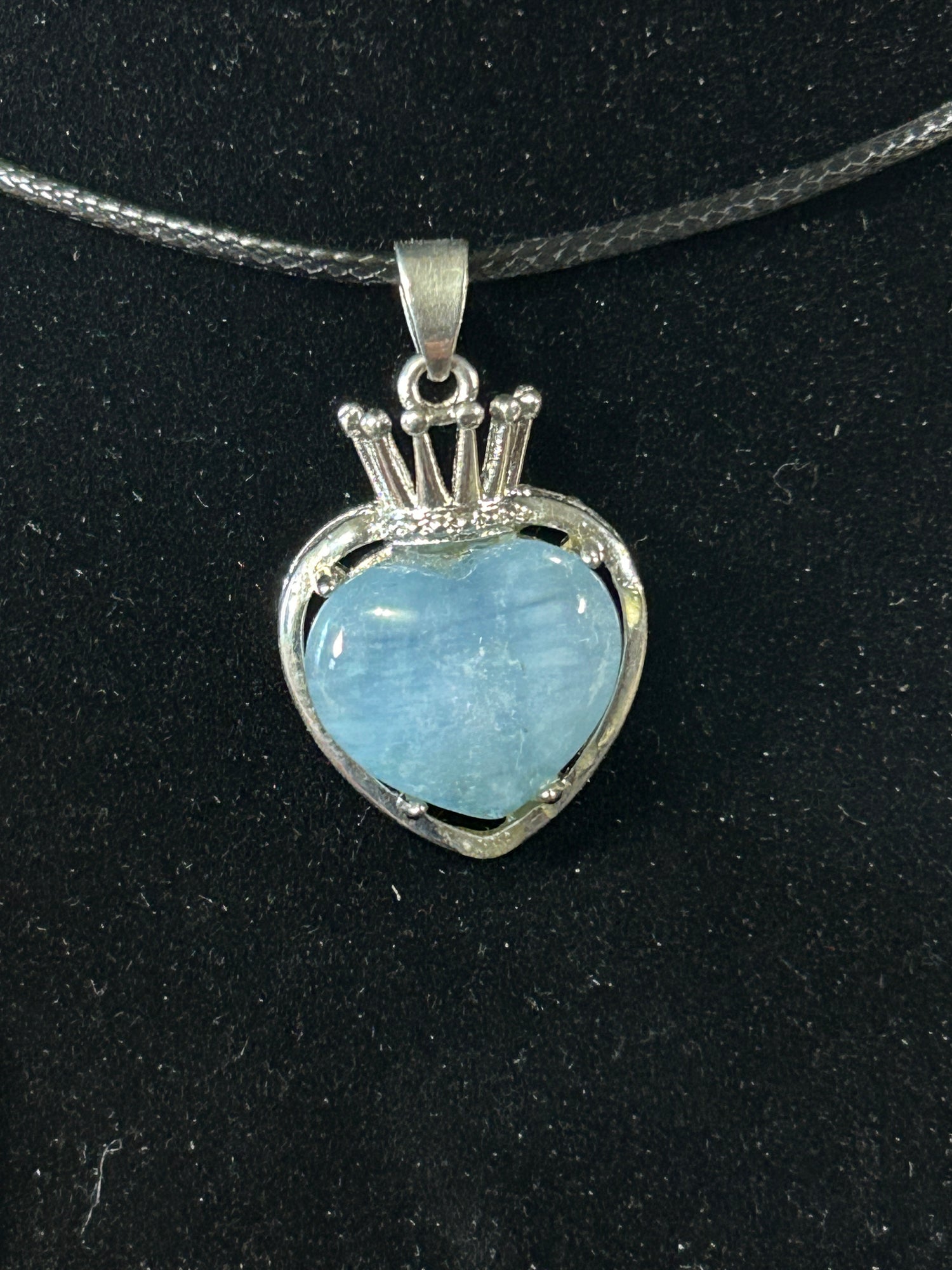 Beautiful Crowned Aquamarine Heart Pendant