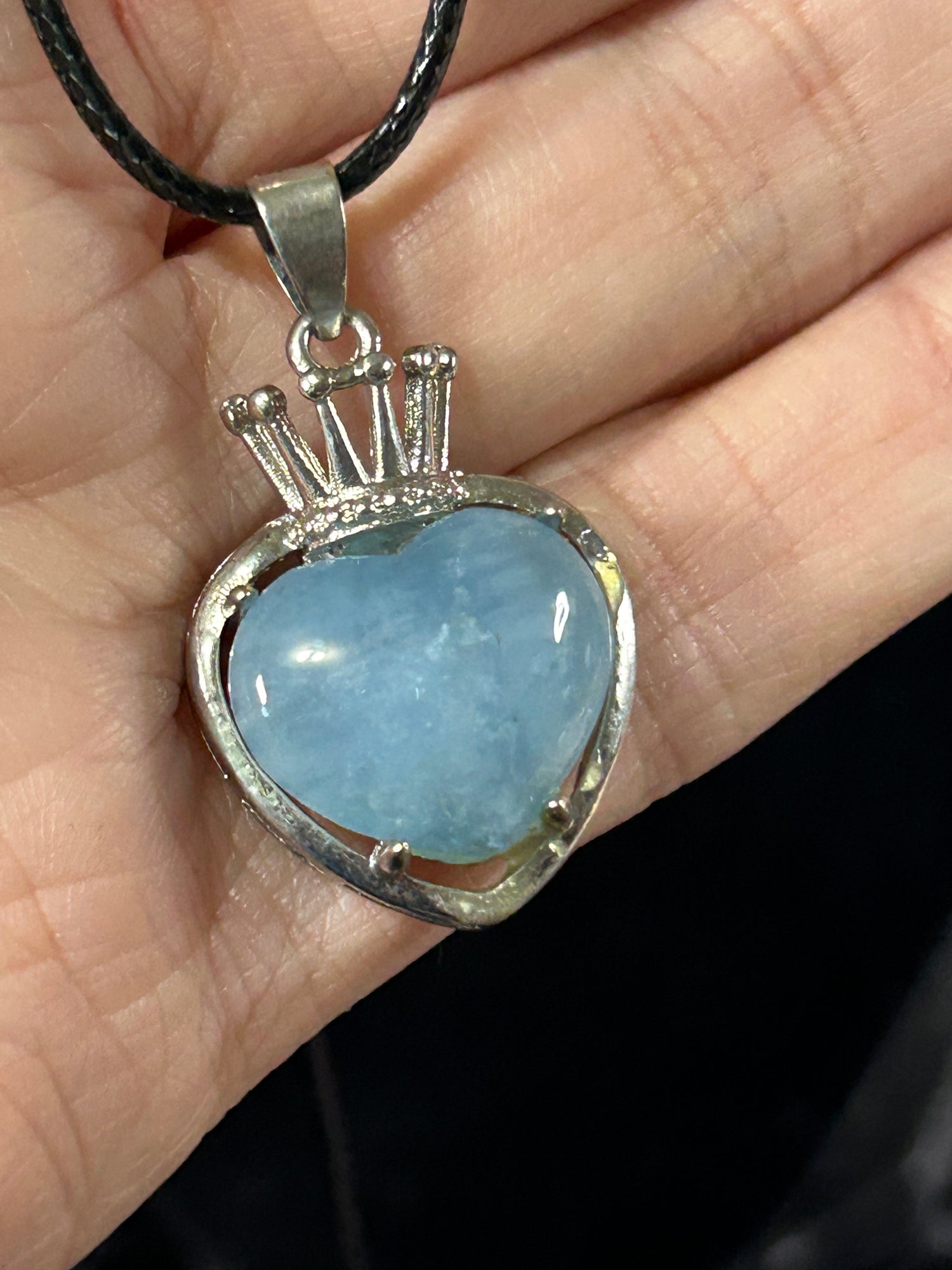 Beautiful Crowned Aquamarine Heart Pendant
