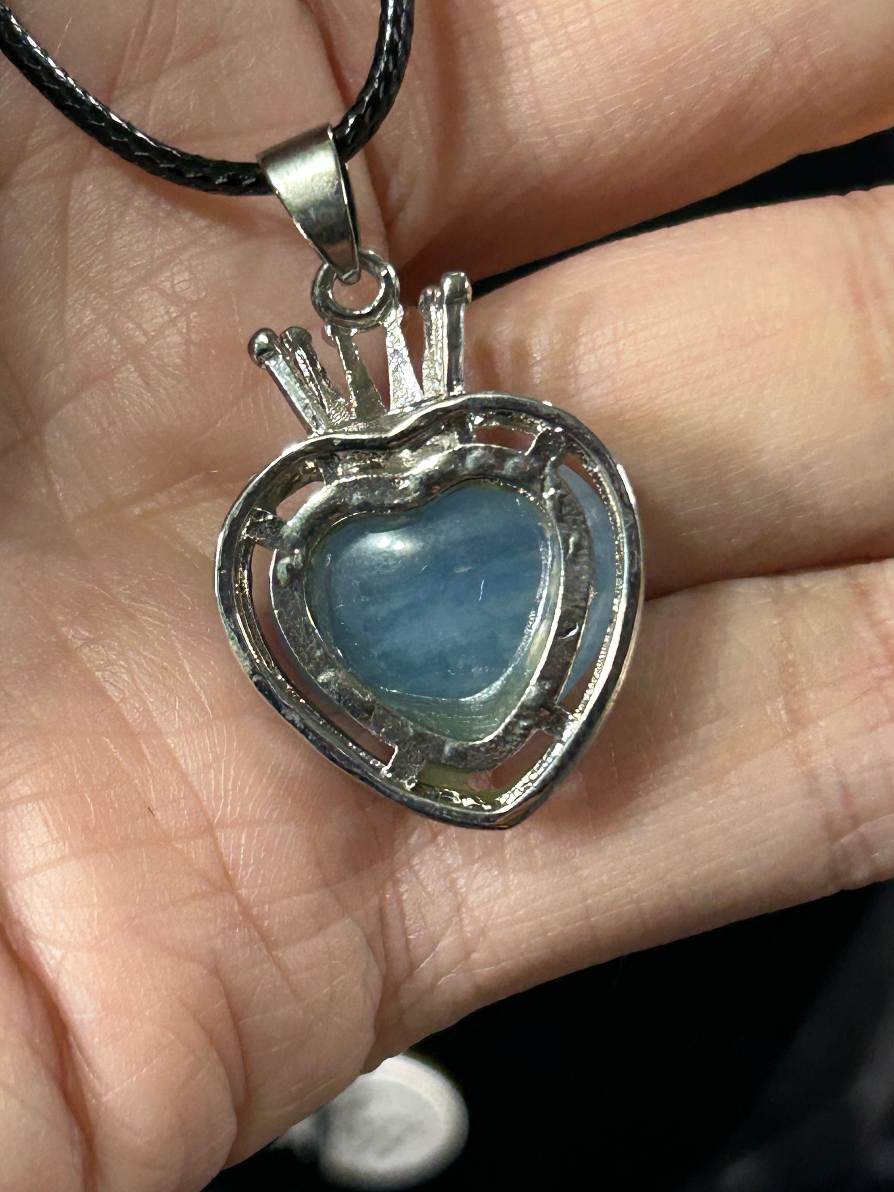 Beautiful Crowned Aquamarine Heart Pendant