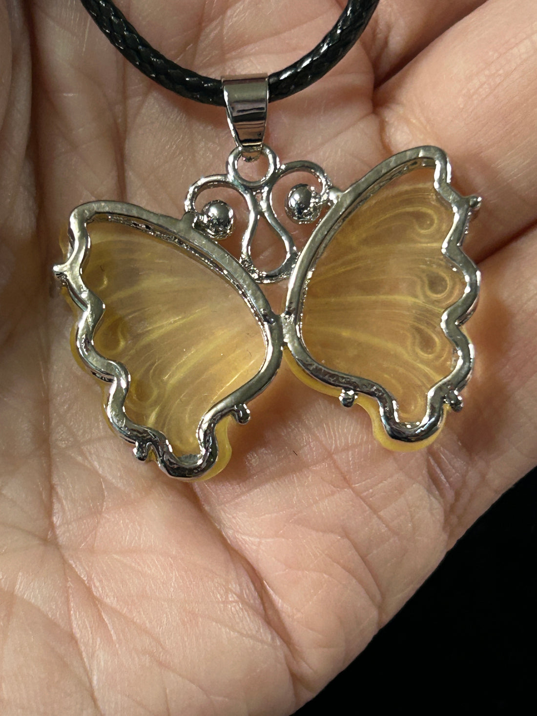 Beautiful HQ Yellow Fluorite Butterfly Pendant