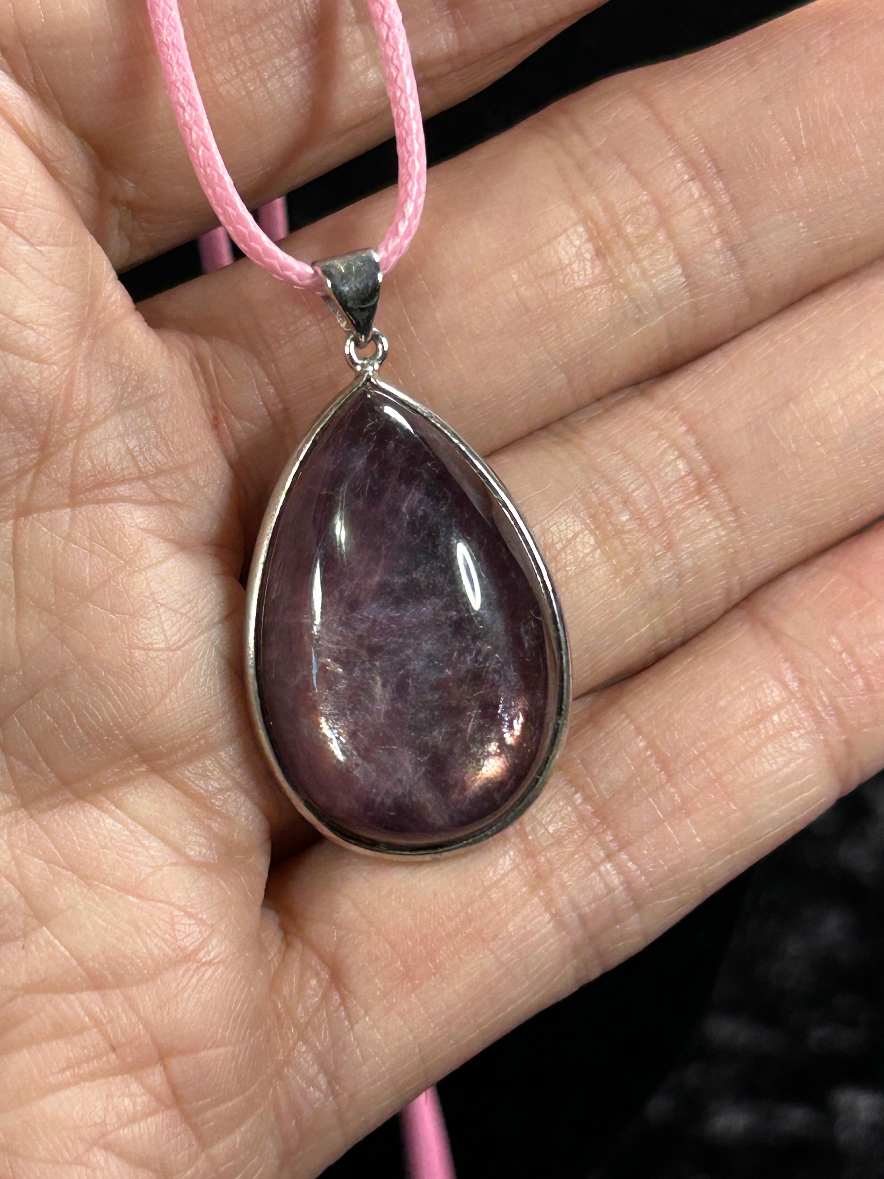 Gorgeous HQ Flashy Lepidolite Water Drop Pendant