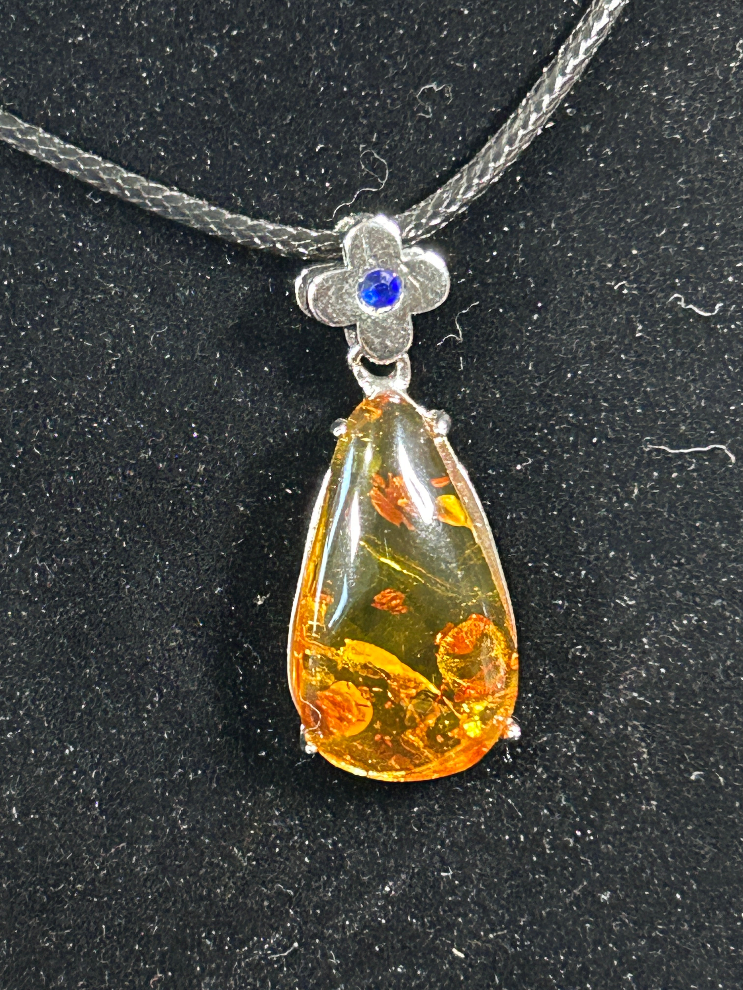 Large Genuine Amber Tear Drop Pendant.