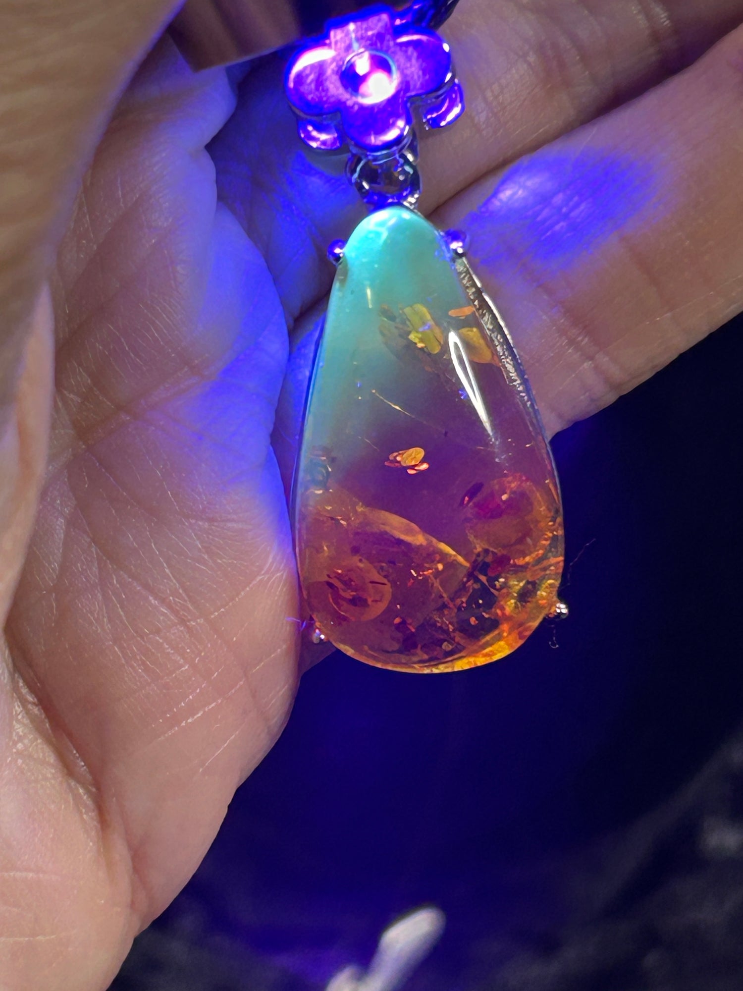 Large Genuine Amber Tear Drop Pendant.