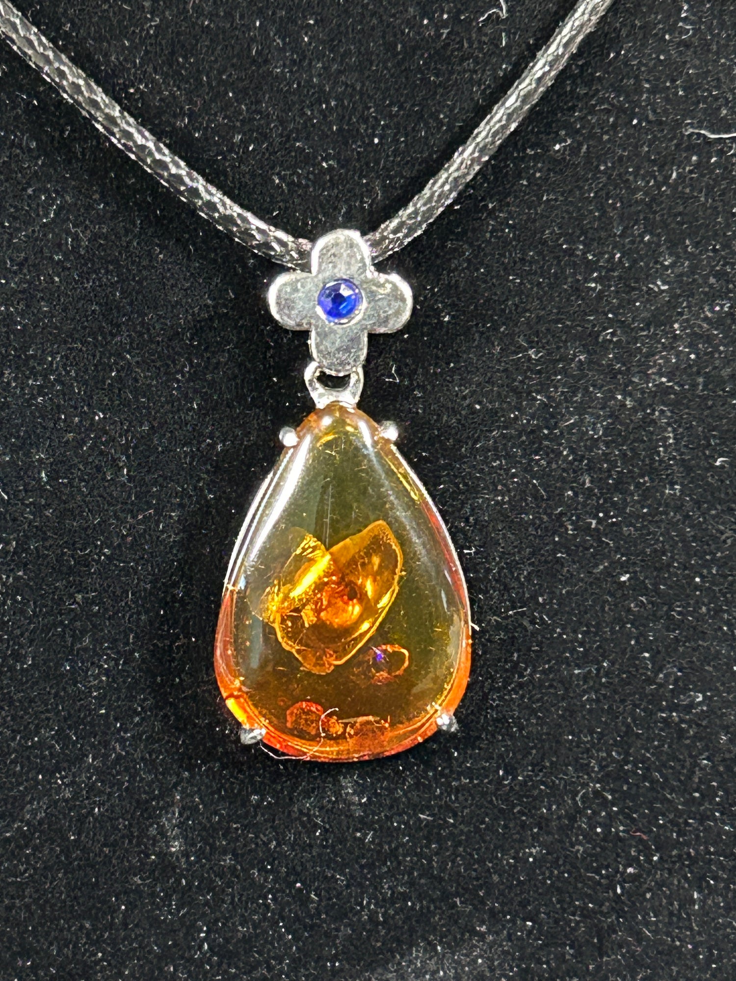 Large Genuine Amber Tear Drop Pendant