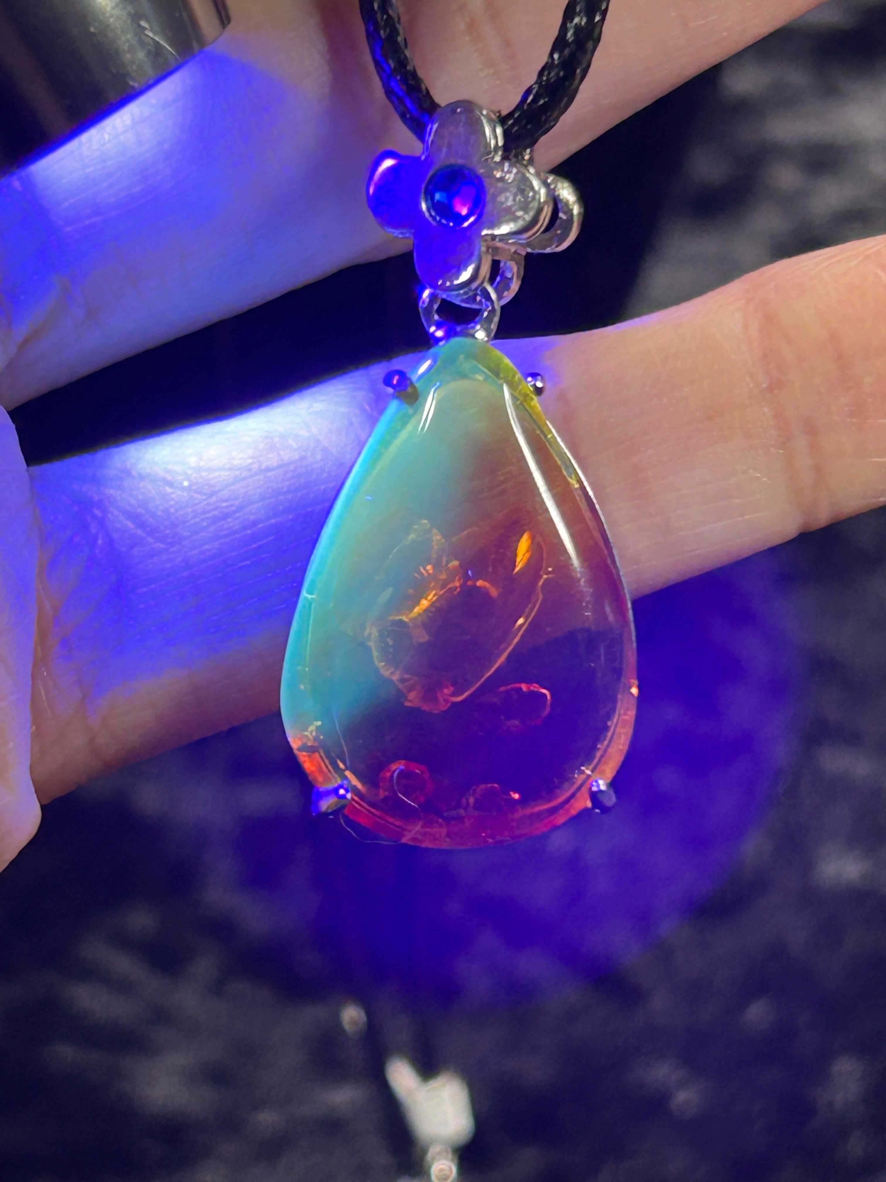 Large Genuine Amber Tear Drop Pendant