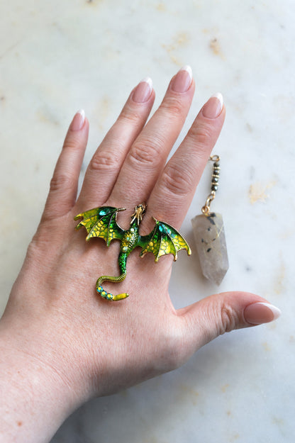 Rutilated Quartz Pendulum – Dragon Dowsing Tool with Jade, Pyrite &amp; Obsidian