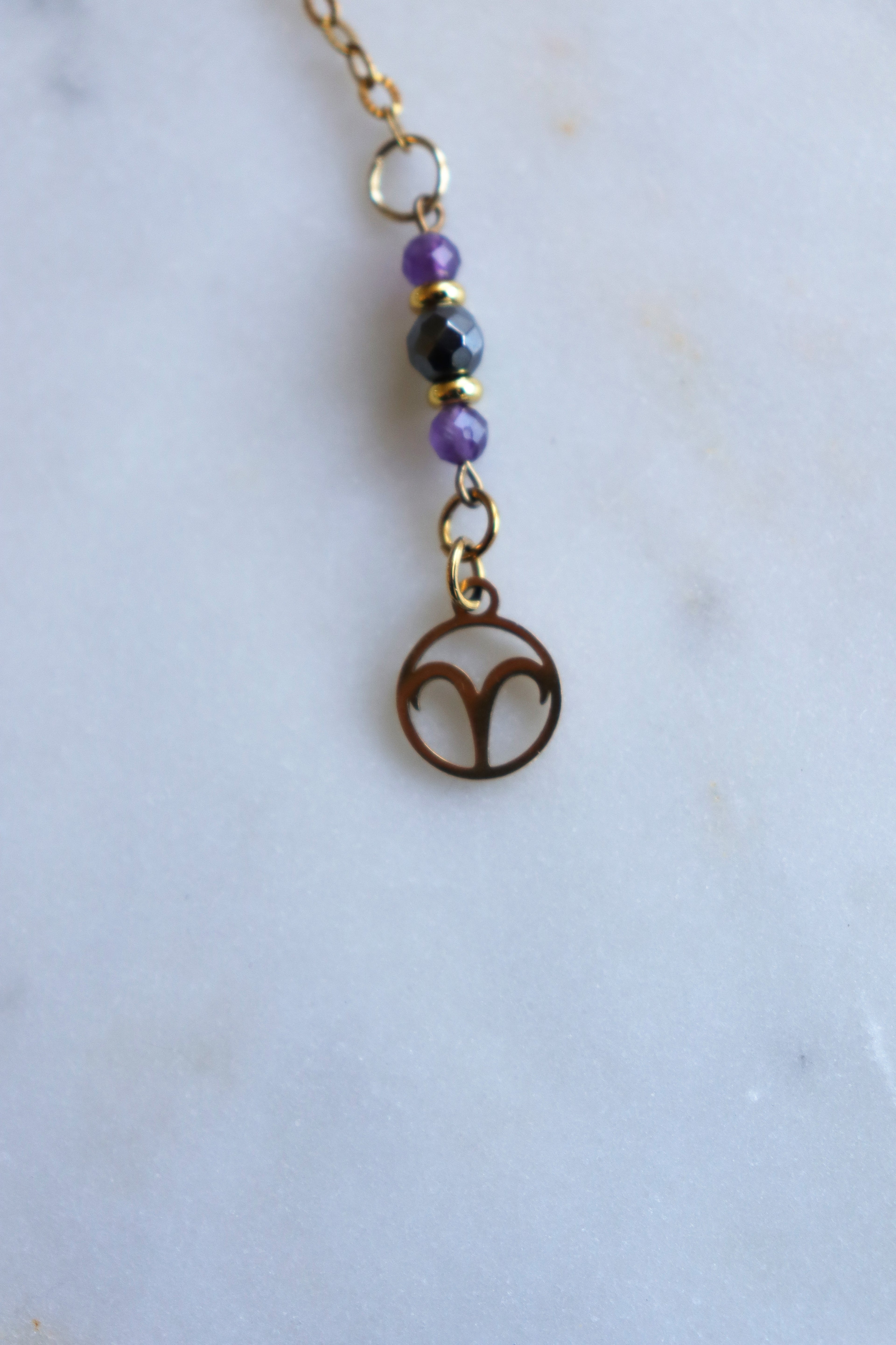Aries Zodiac Pendulum, Clear Quartz Crystal Pendulum, Dowsing Tool, Amethyst Carnelian Hematite Aries Gift