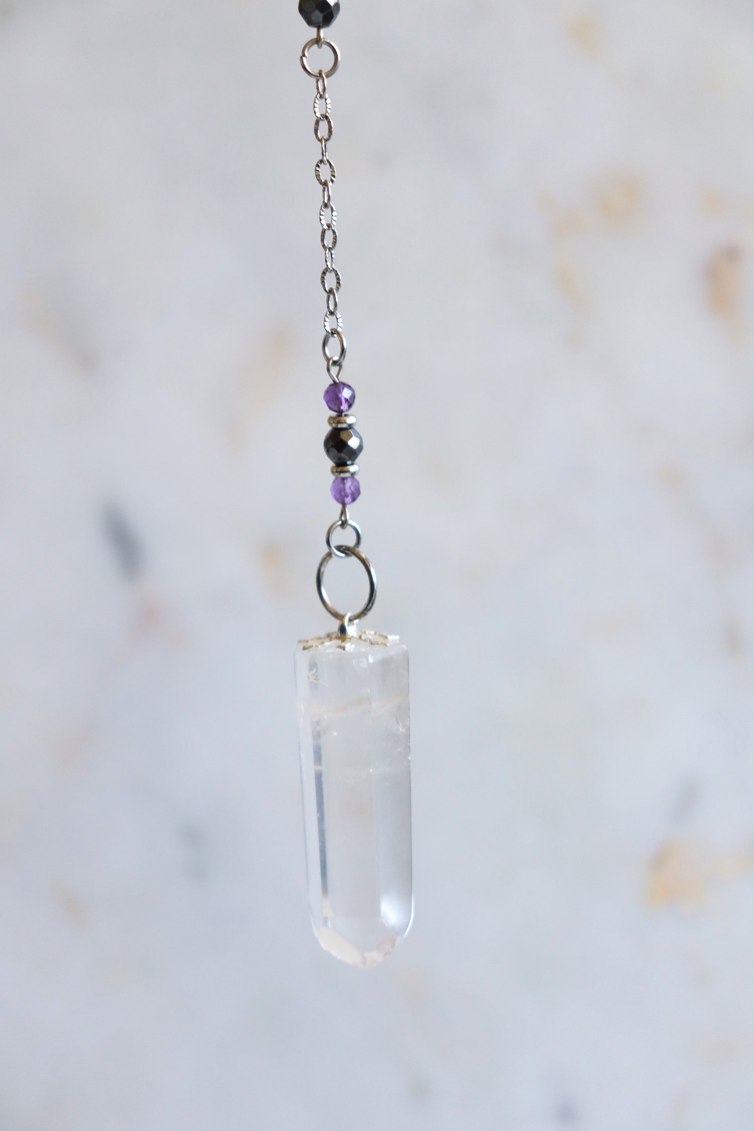Aries Zodiac Pendulum, Clear Quartz Crystal Pendulum, Dowsing Tool, Amethyst Carnelian Hematite Aries Gift