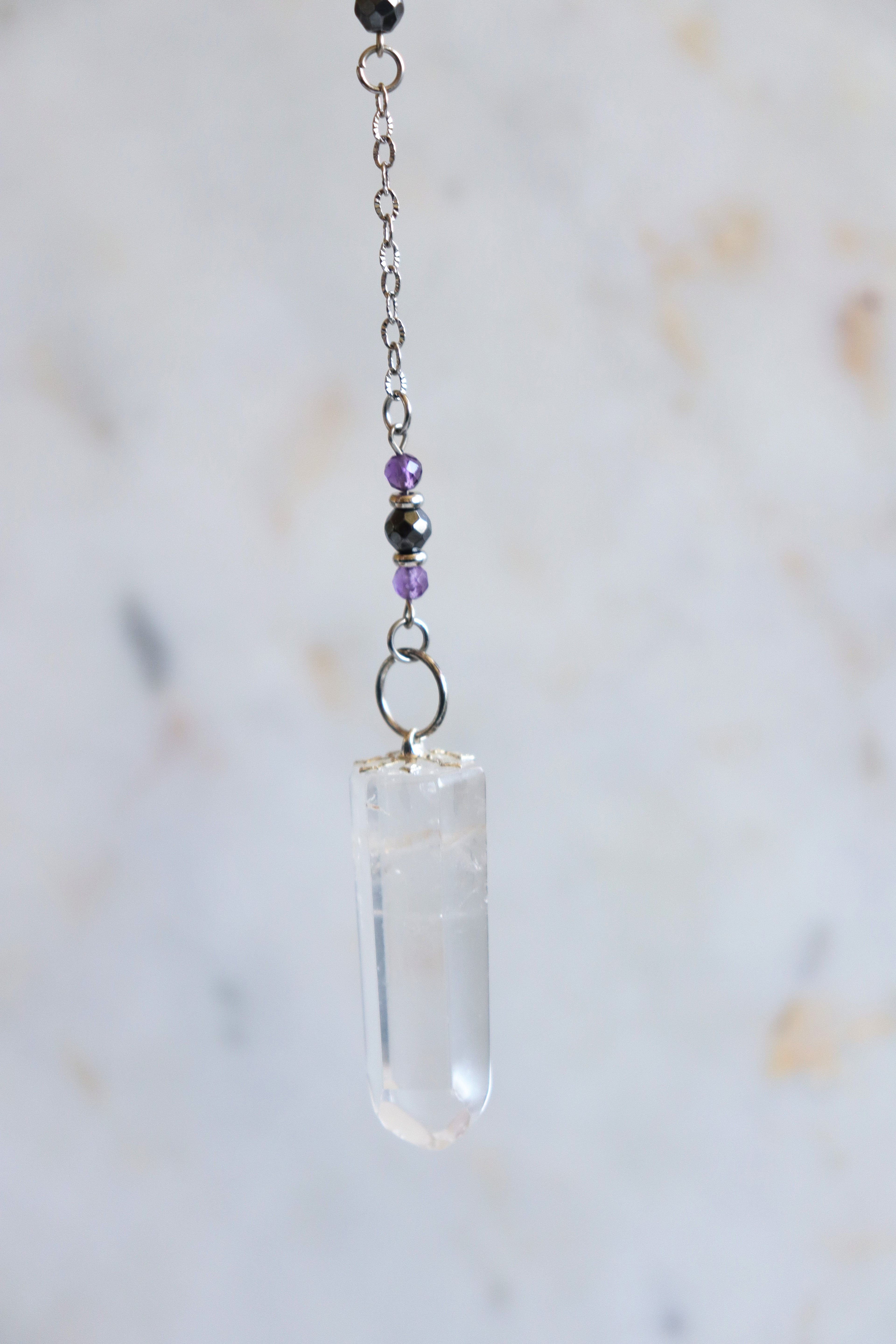 Aries Zodiac Pendulum, Clear Quartz Crystal Pendulum, Dowsing Tool, Amethyst Carnelian Hematite Aries Gift