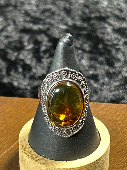 Beautiful Large Amber Ring - Adjustable
