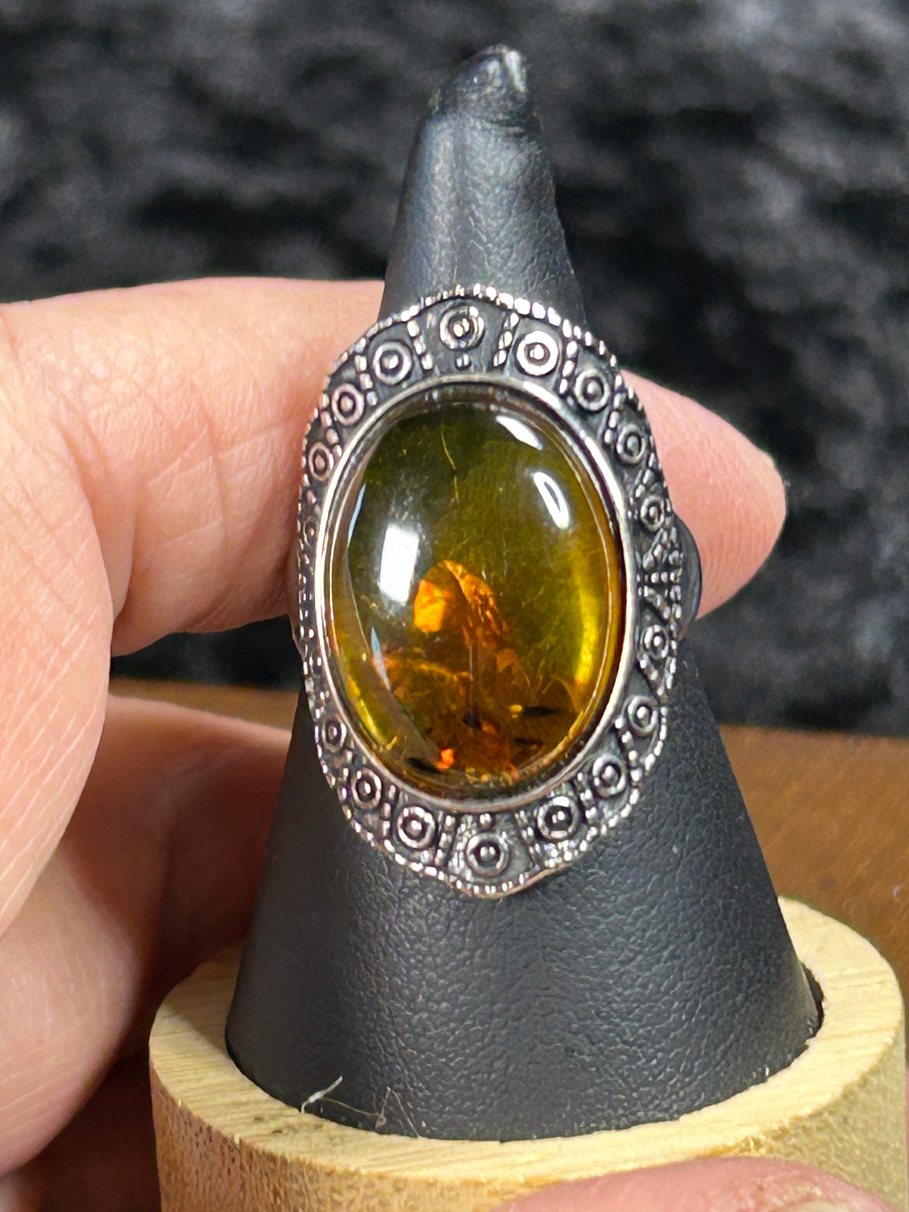 Beautiful Large Amber Ring - Adjustable