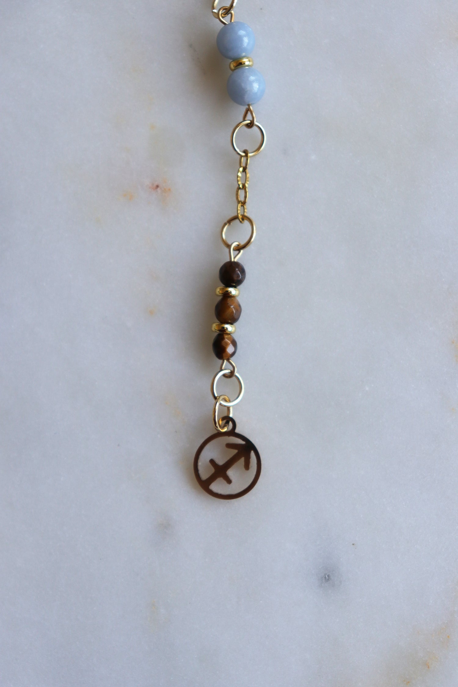 Sagittarius Zodiac Pendulum, Clear Quartz Crystal Pendulum, Dowsing Tool, Sunstone Tigers Eye Aquamarine Gift