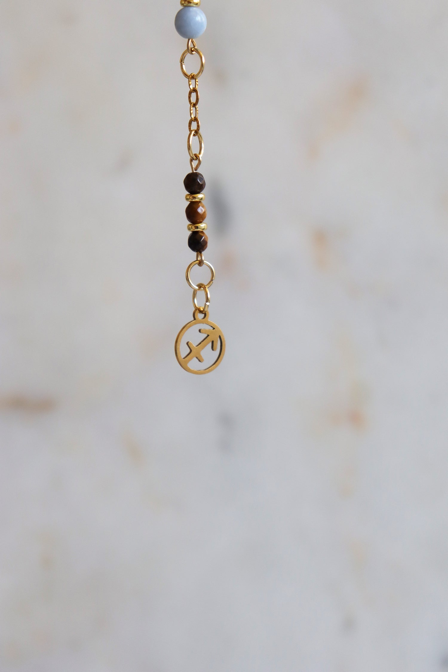 Sagittarius Zodiac Pendulum, Clear Quartz Crystal Pendulum, Dowsing Tool, Sunstone Tigers Eye Aquamarine Gift